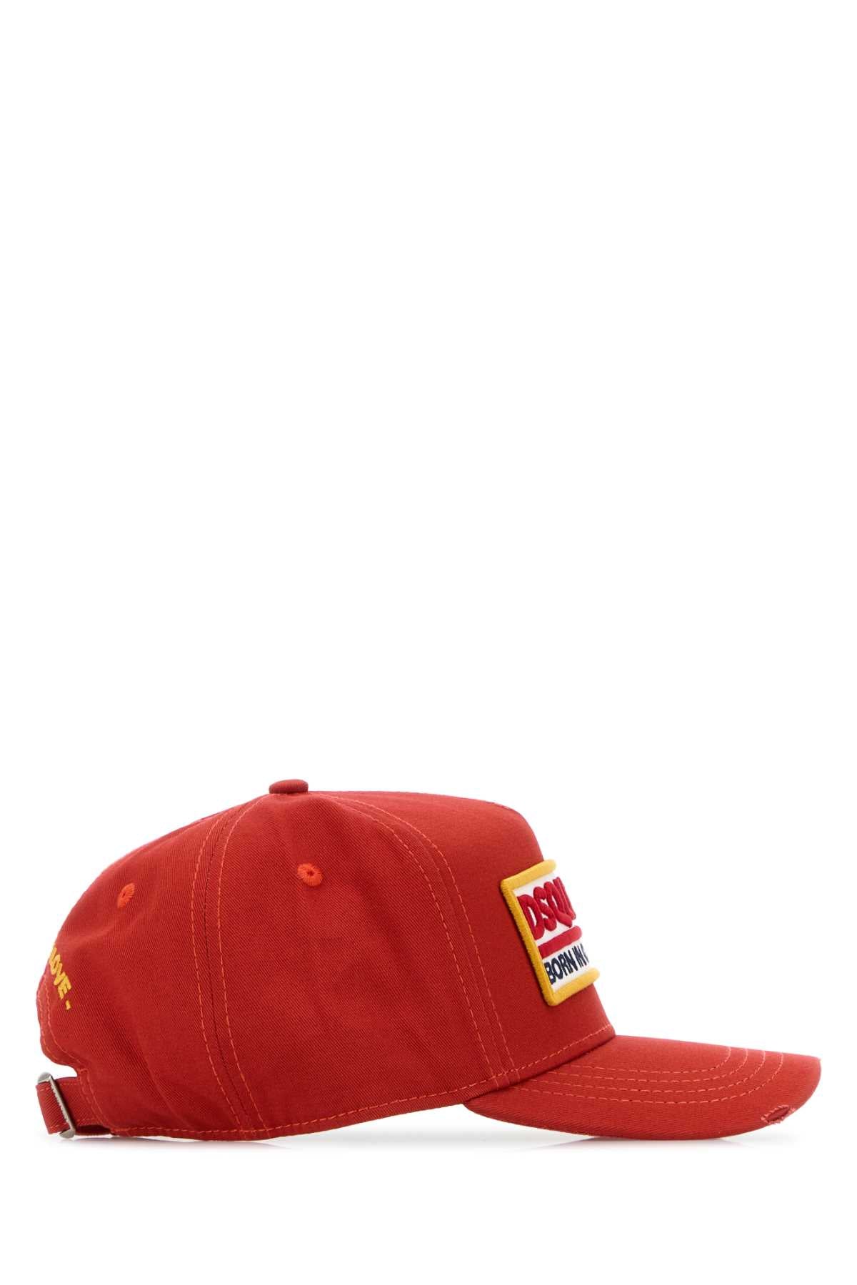 Dsquared Men Red Cotton Baseball Cap - Image 2