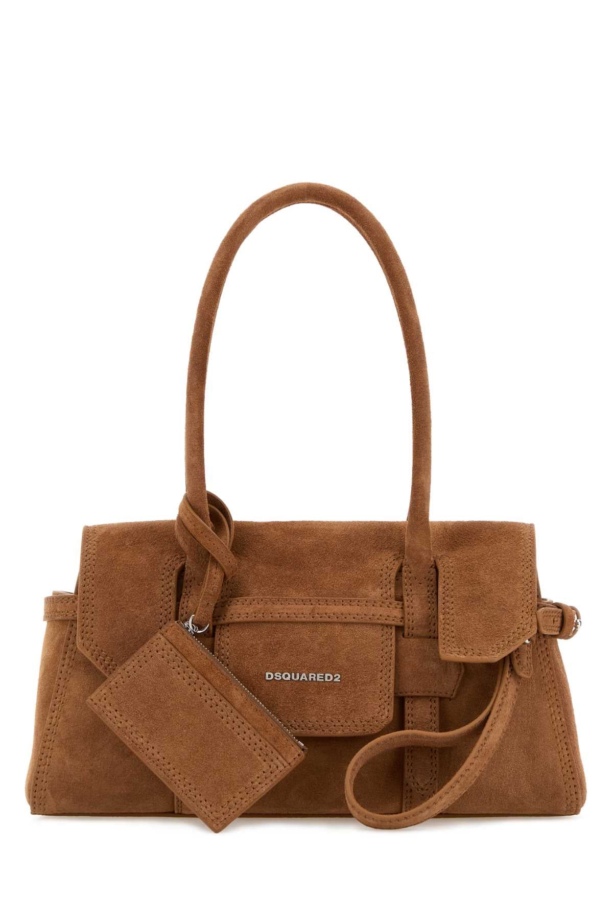 Dsquared Women Camel Suede Shoulder Bag