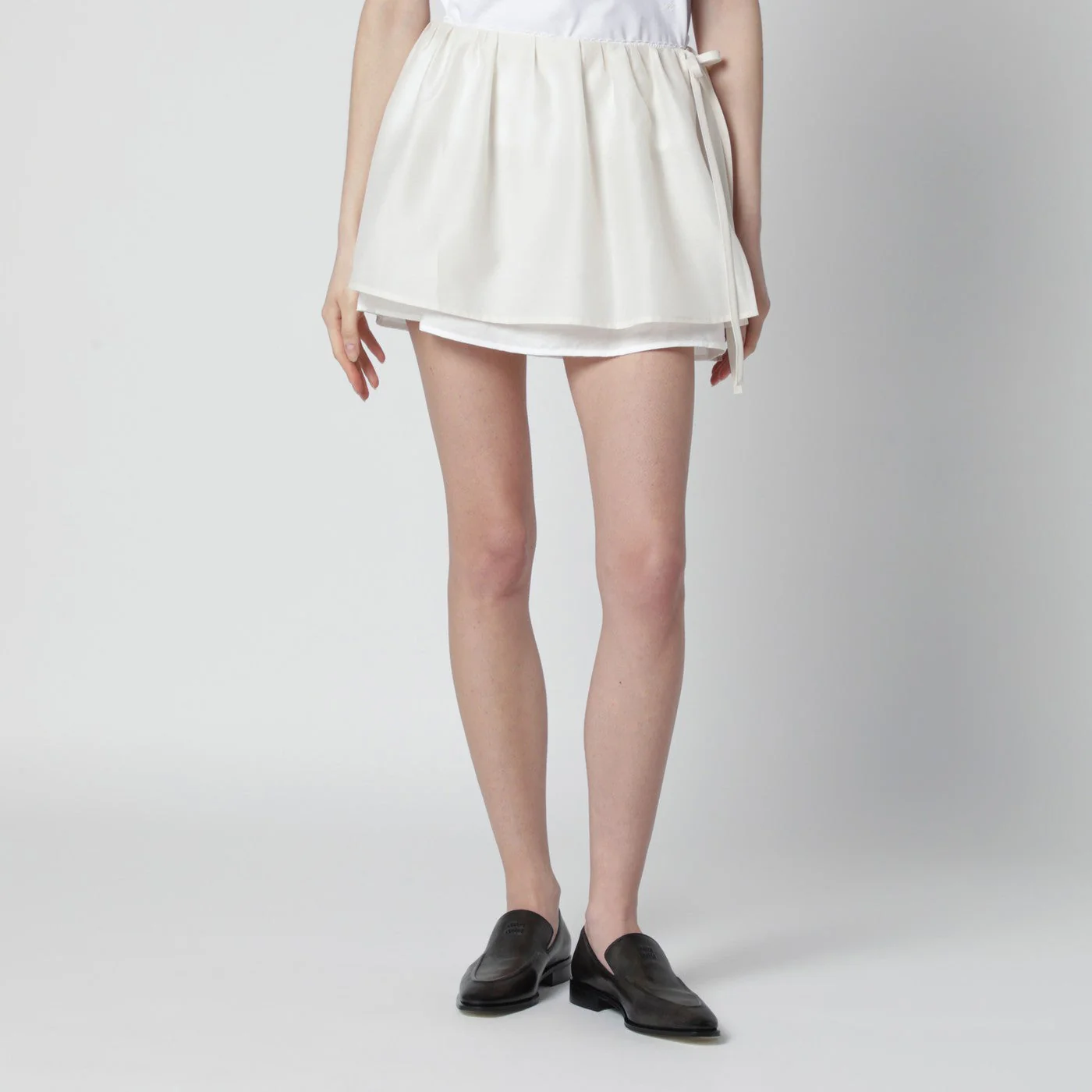 Dunst Cream Mini Skirt With Overlapping Panel Women