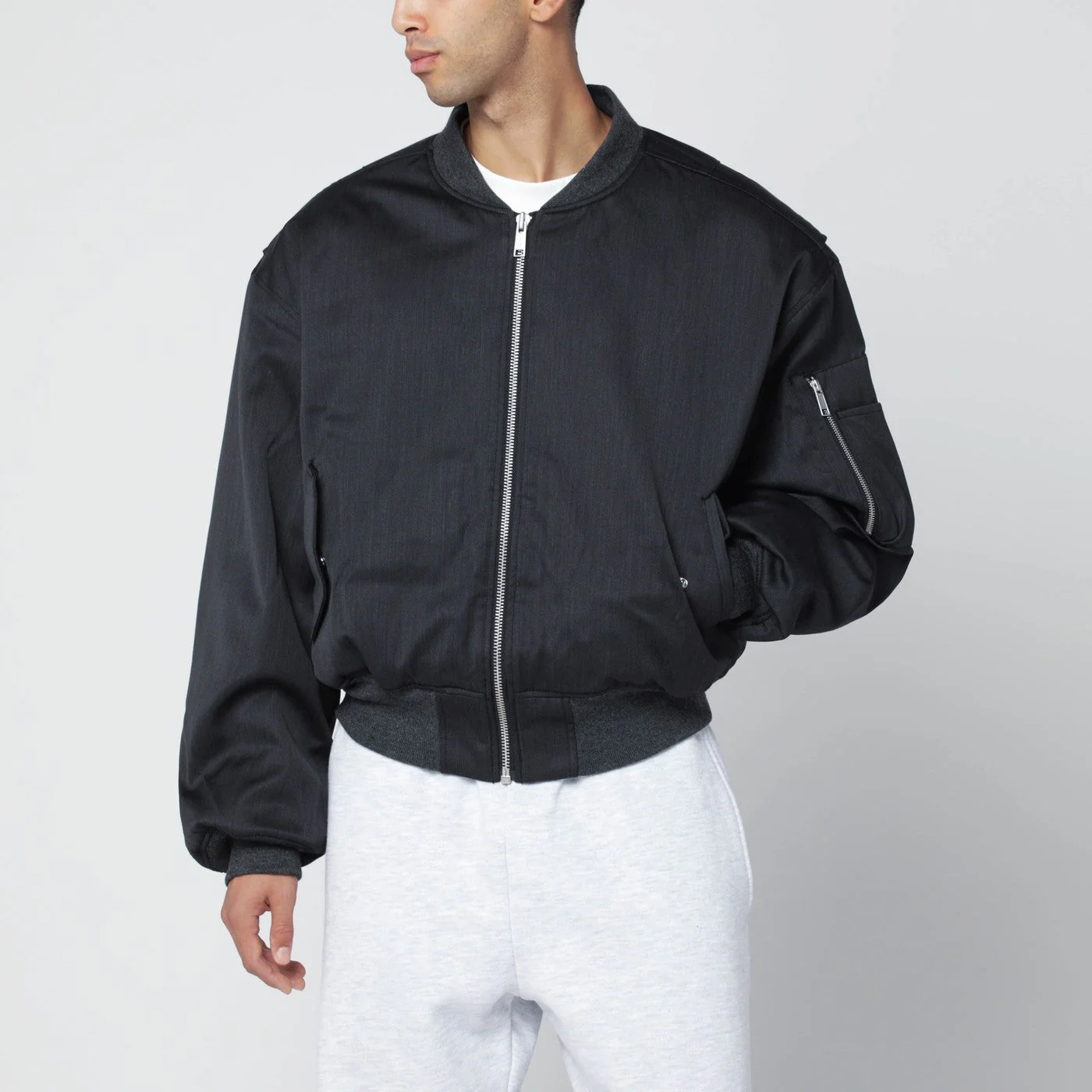 Entire Studios Grey Wool-Blend Bomber Jacket With Zip Men