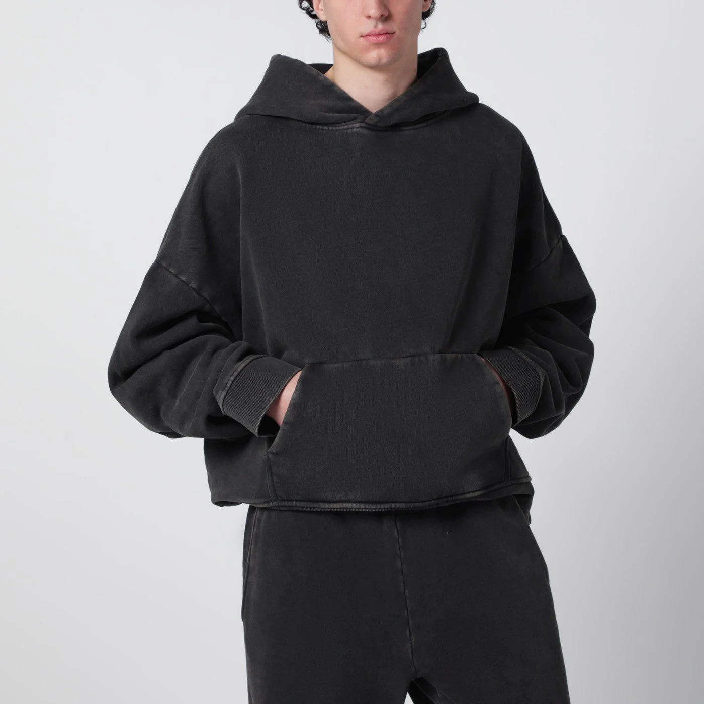 Entire Studios Washed Black Cotton Sweatshirt Men