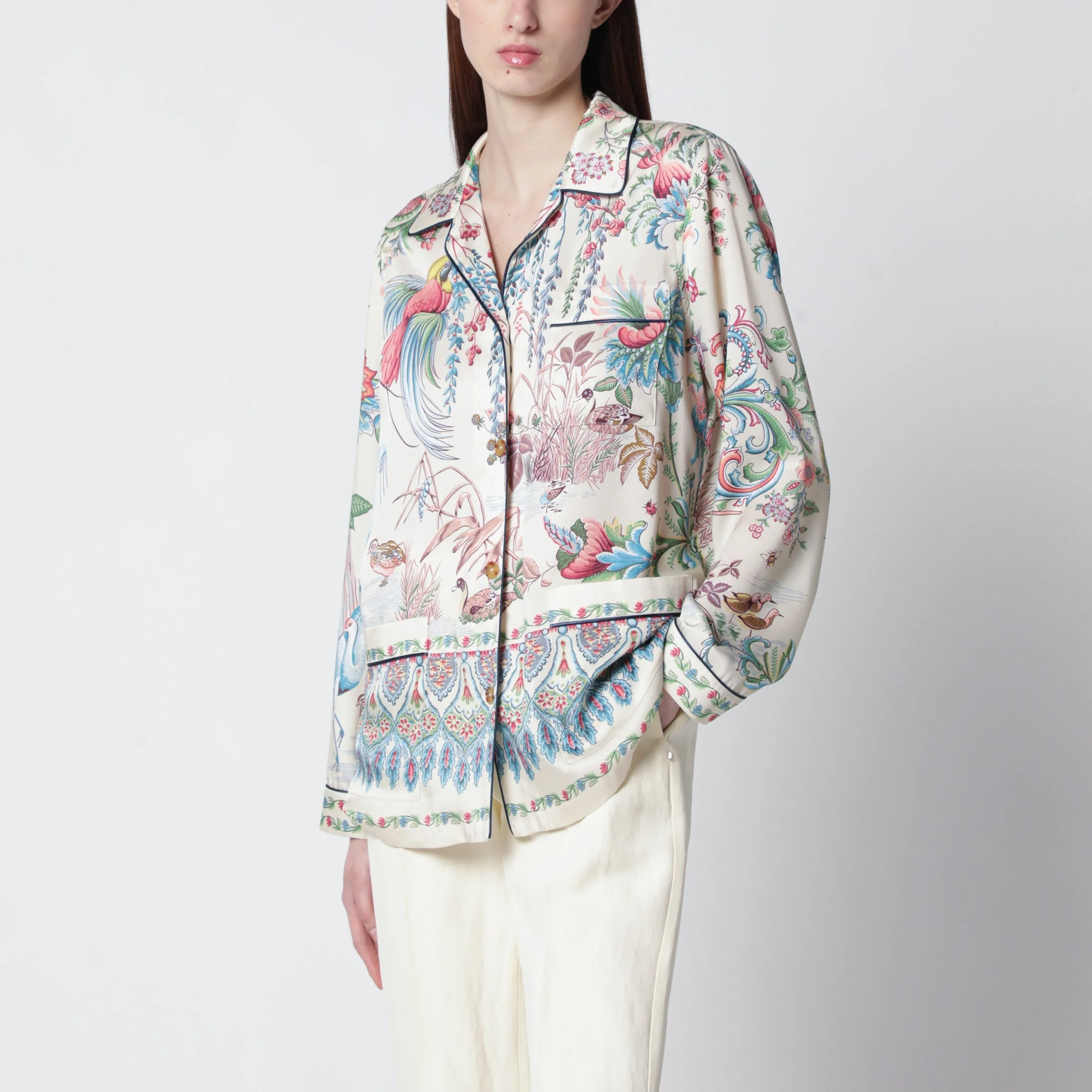 Etro Floral Print Shirt In Fluid Twill Women