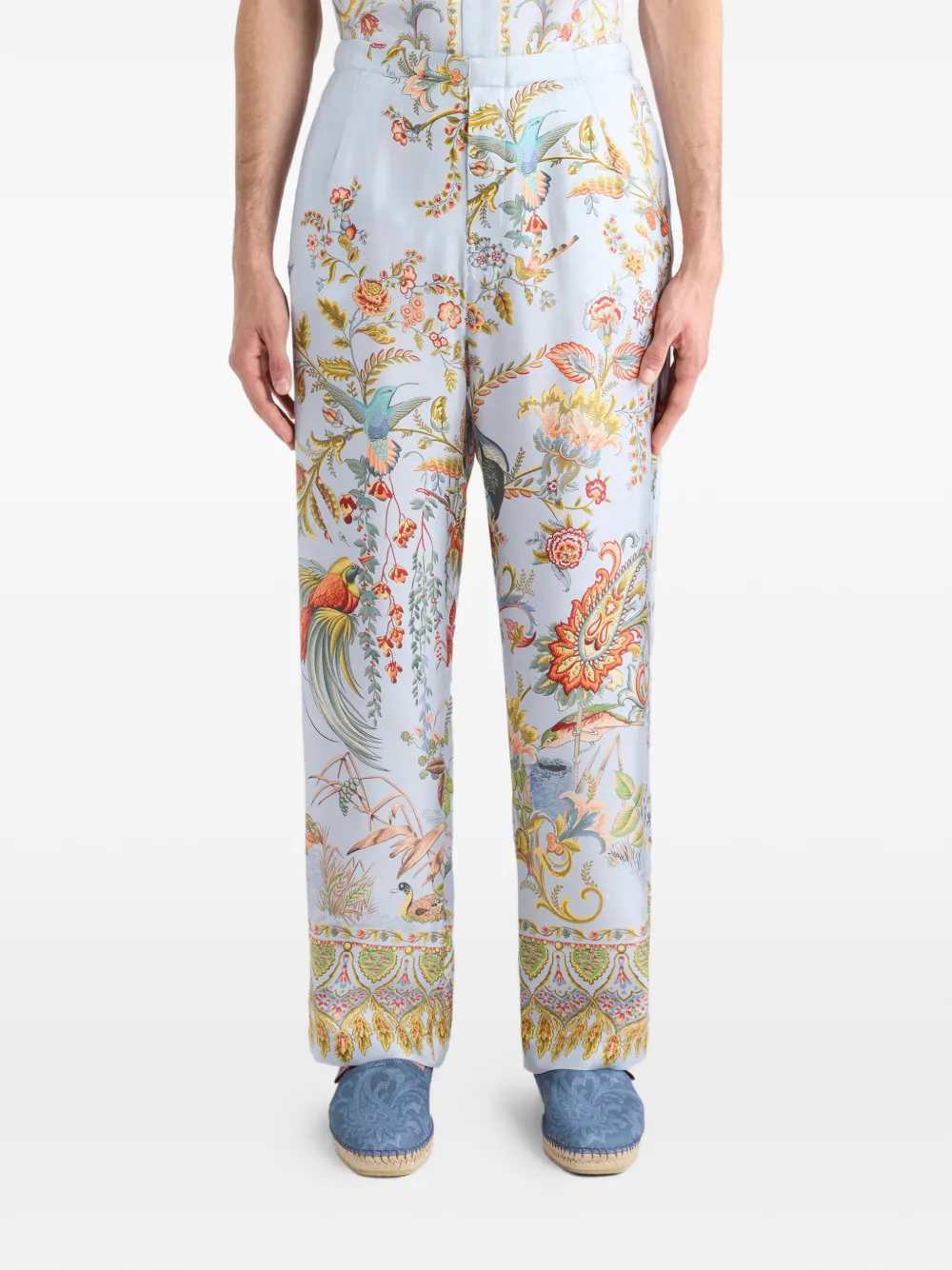 Etro Men Printed Silk Trousers - Image 2