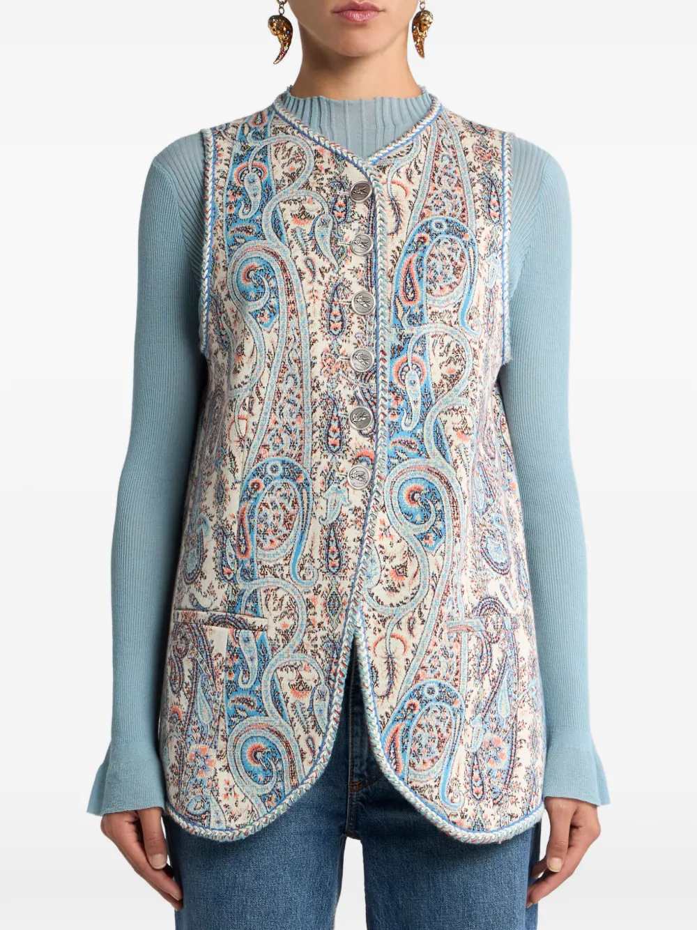 Etro Women Jacquard Vest With Floral Paisley Pattern - Image 2
