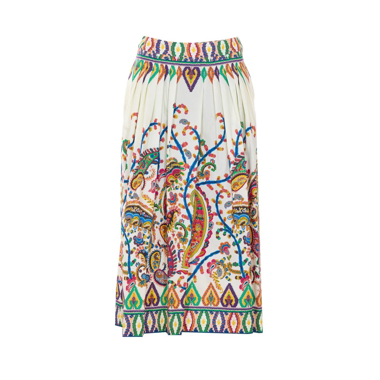 Etro Women Paisley Floral Placed Print Midi Plisse' Skirt