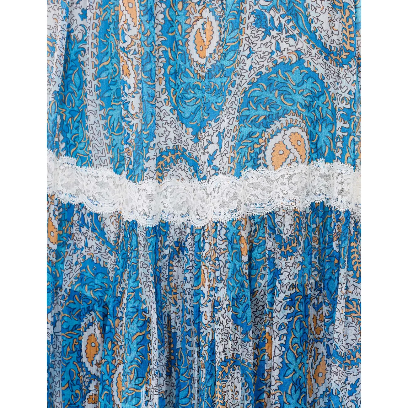 Etro Women Paisley Foliage Pattern Silk Crepon Long Skirt - Image 3
