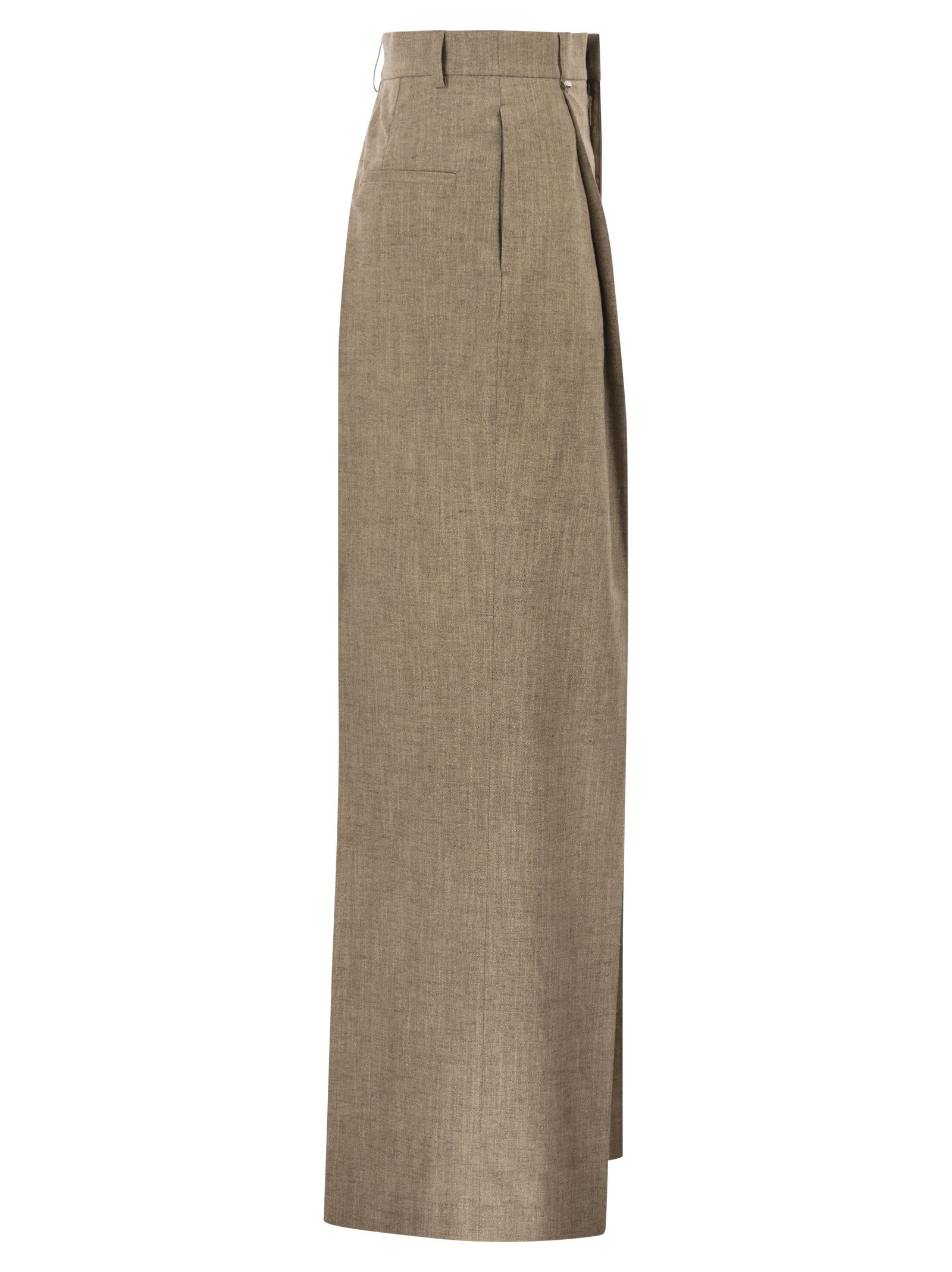 Fay Women Regular Fit Trousers In Micro-Check Cotton And Linen - Image 3
