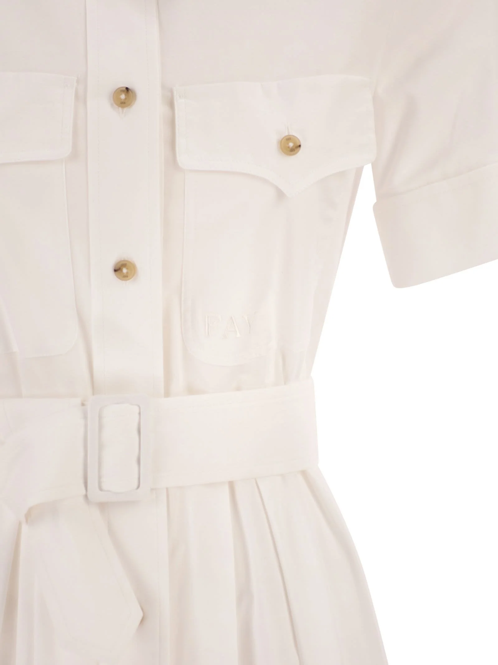 Fay Women Stretch Cotton Poplin Shirt Dress - Image 4