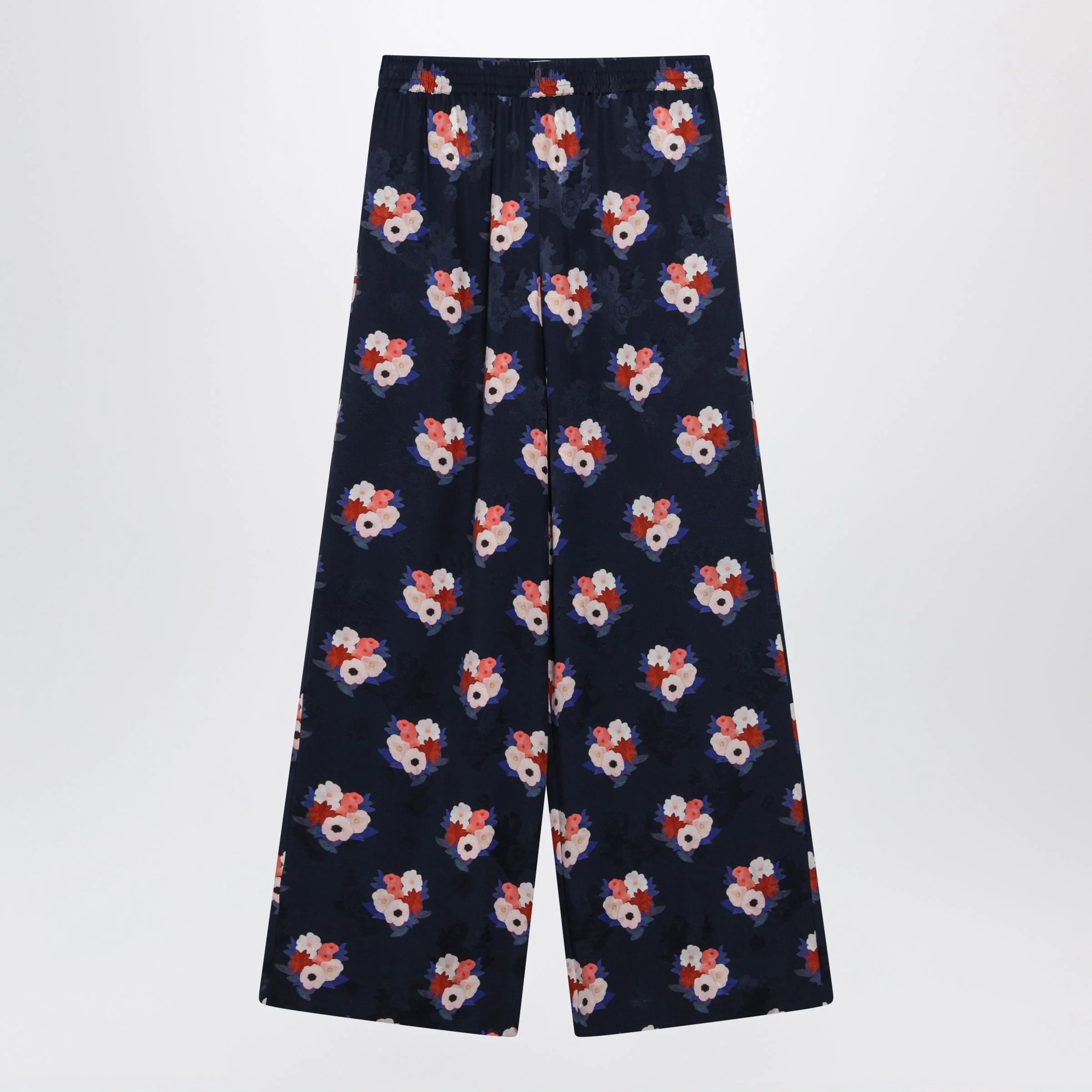 Fendi Dark Blue Silk Pyjama Trousers Women