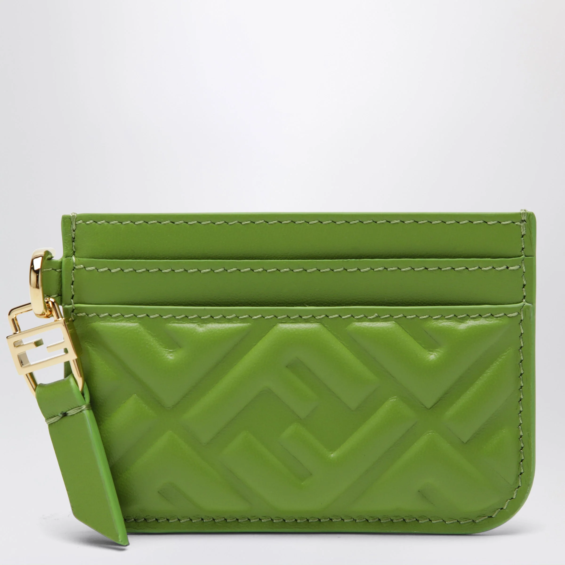 Fendi Forest Green Nappa Leather Baguette Card Case With Ff Motif Women