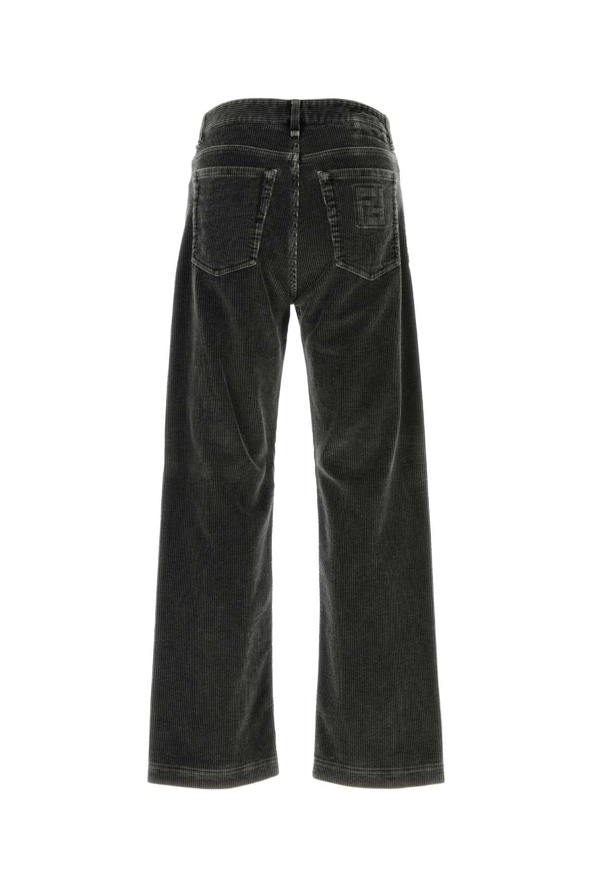 Fendi Men Charcoal Corduroy Pant - Image 2