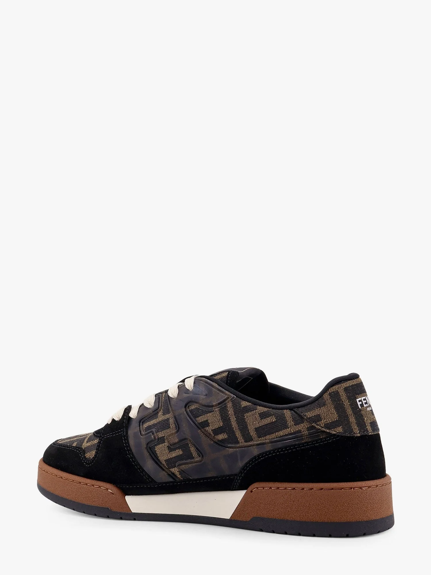 Fendi Men Fendi Match Ff Jacquard Fabric And Suede Sneakers - Image 3