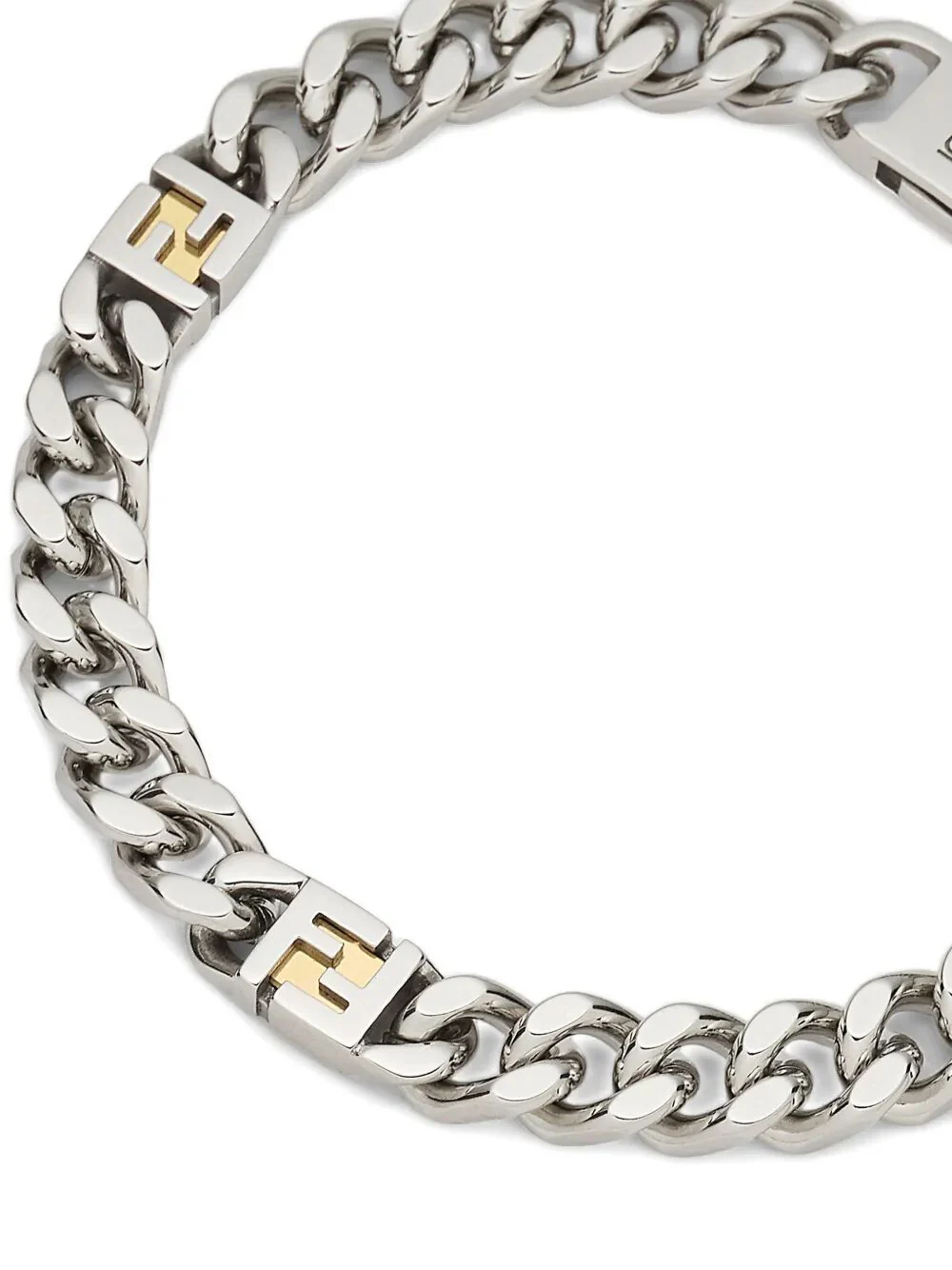 Fendi Men Ff Cube Silver And Gold-Coloured Bracelet - Image 2