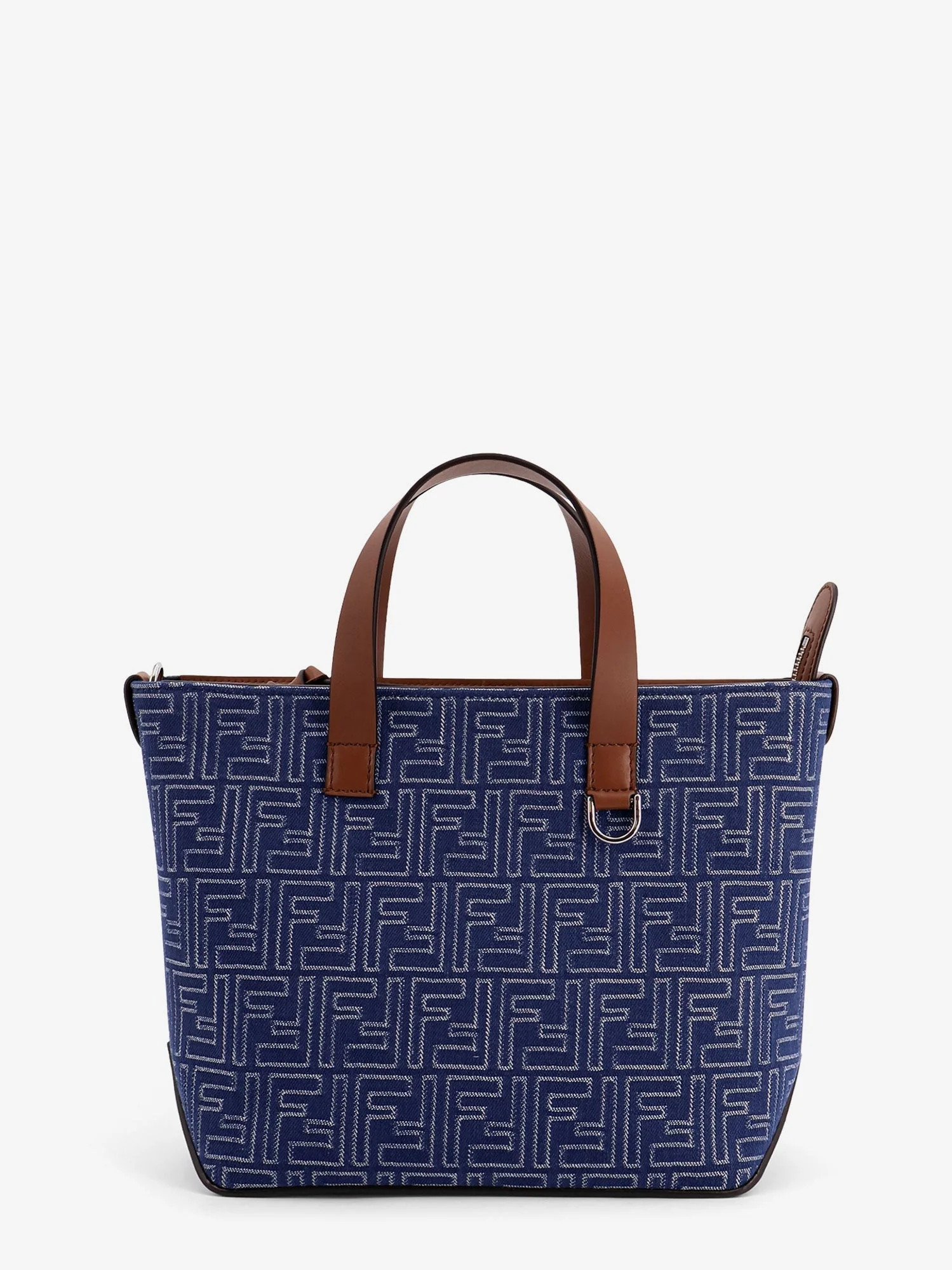 Fendi Men Ff Jacquard Fabric And Leather Shopping Bag