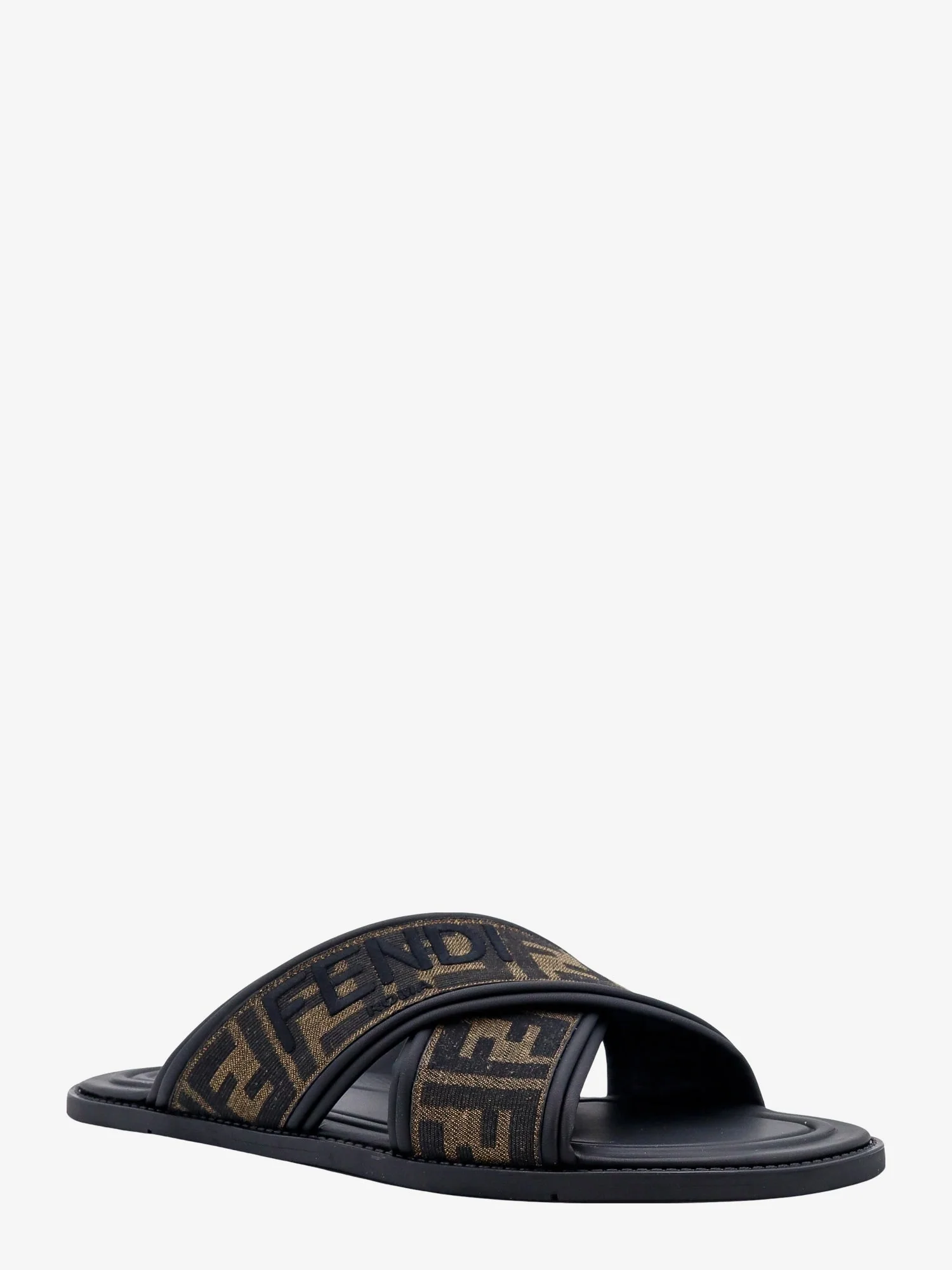 Fendi Men Ff Jacquard Fabric Sandals With Embroidered Logo - Image 2