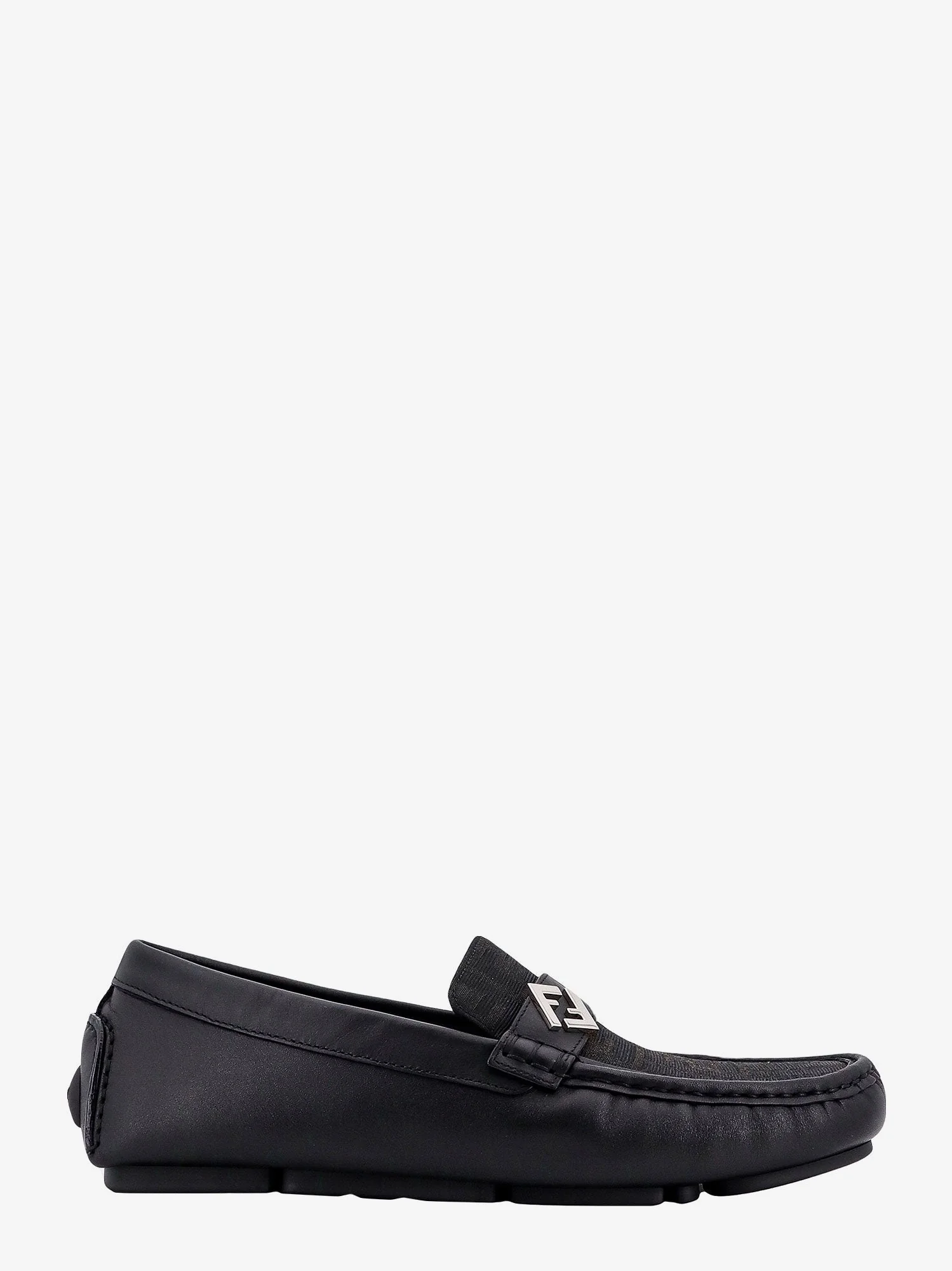 Fendi Men Leather And Canvas Loafers