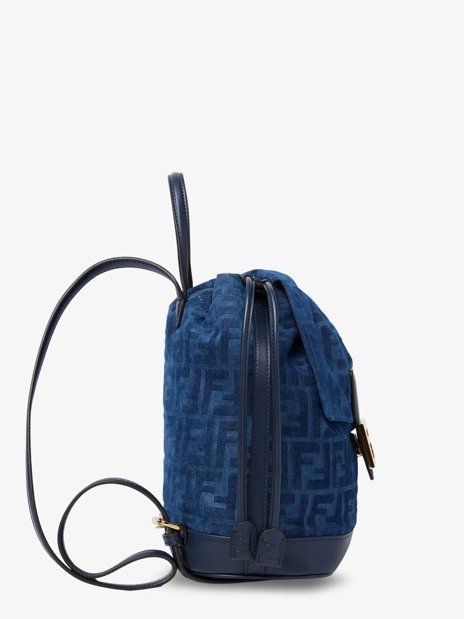 Fendi Women Denim Backpack With Flocked Ff Detail - Image 3