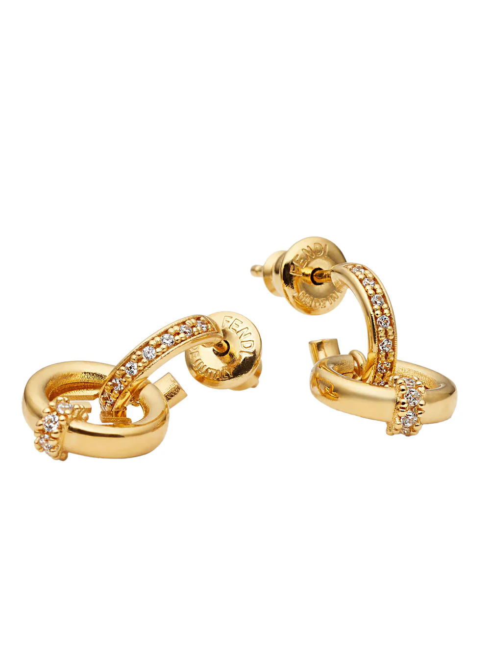 Fendi Women 'Ever Round' Gold Colored Earings With Crystal Embellishments In Brass Woman - Image 2