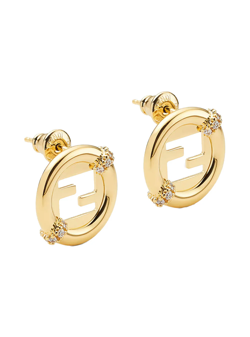 Fendi Women 'Ever Round' Gold Colored Earings With Ff Design And Rear Closure In Brass Woman