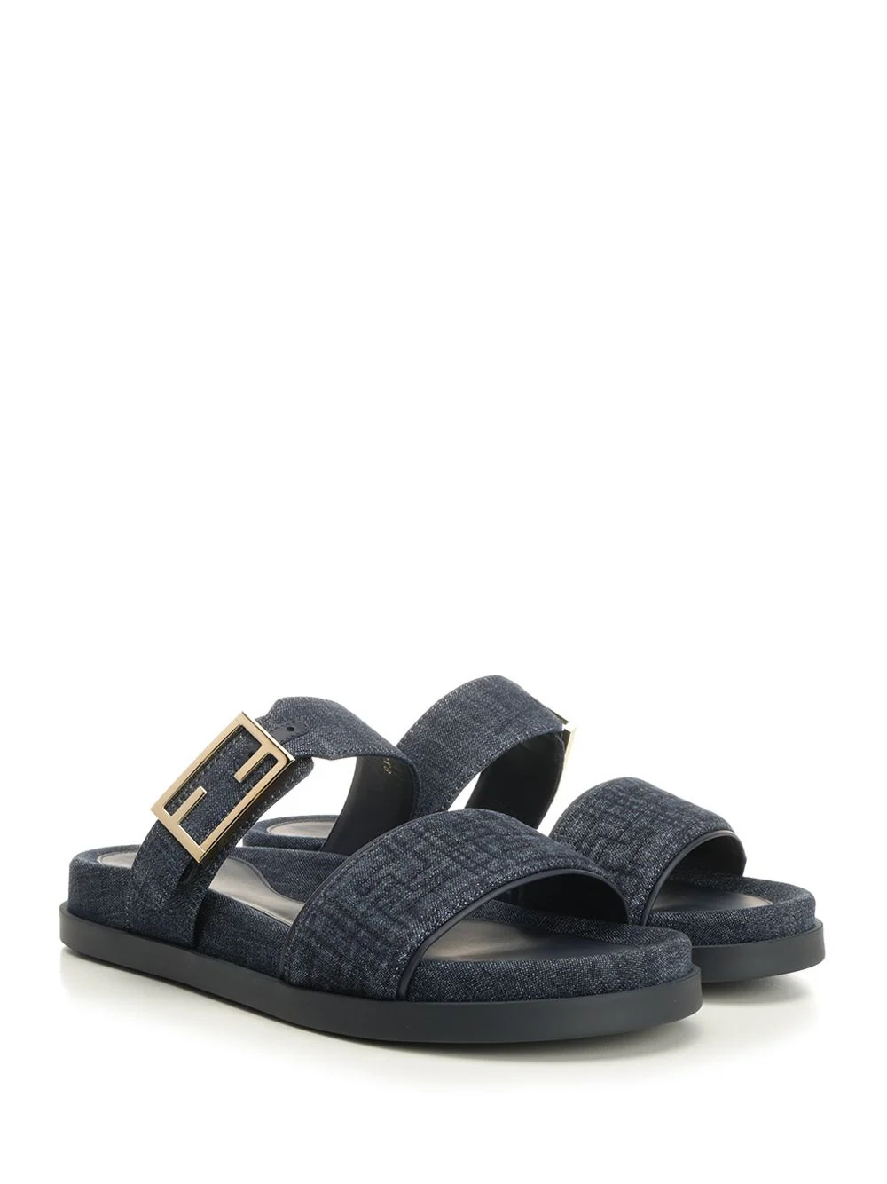 Fendi Women Flat Denim Slides - Image 2