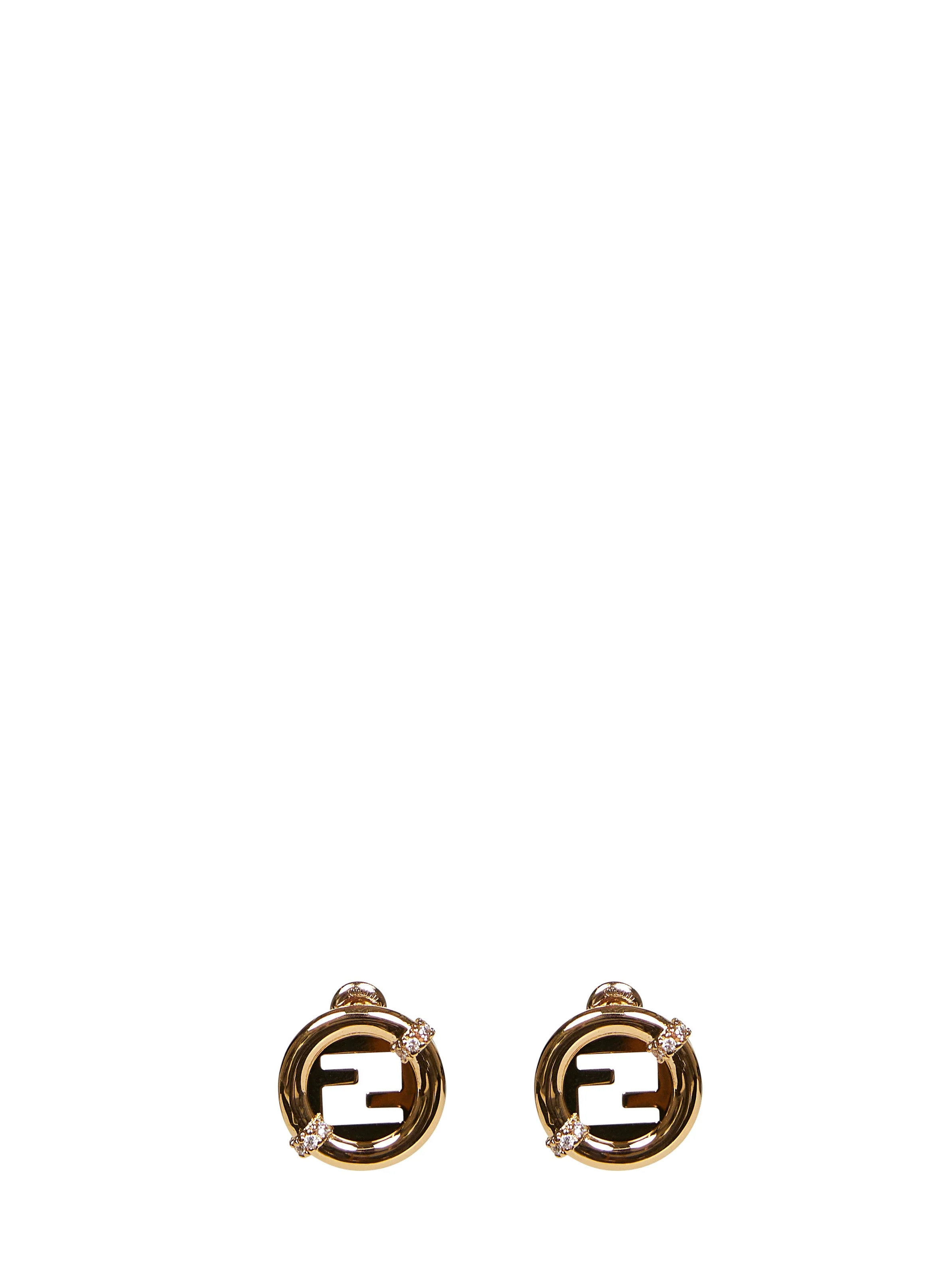 Fendi Women Gold Crystal-Ebellished Fendi Everround Earrings