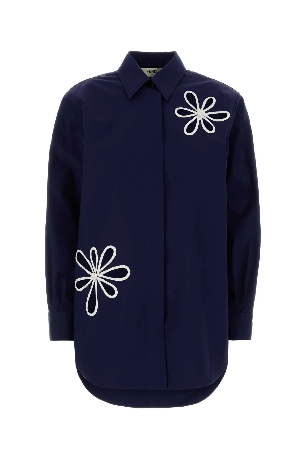 Fendi Women Navy Blue Poplin Shirt