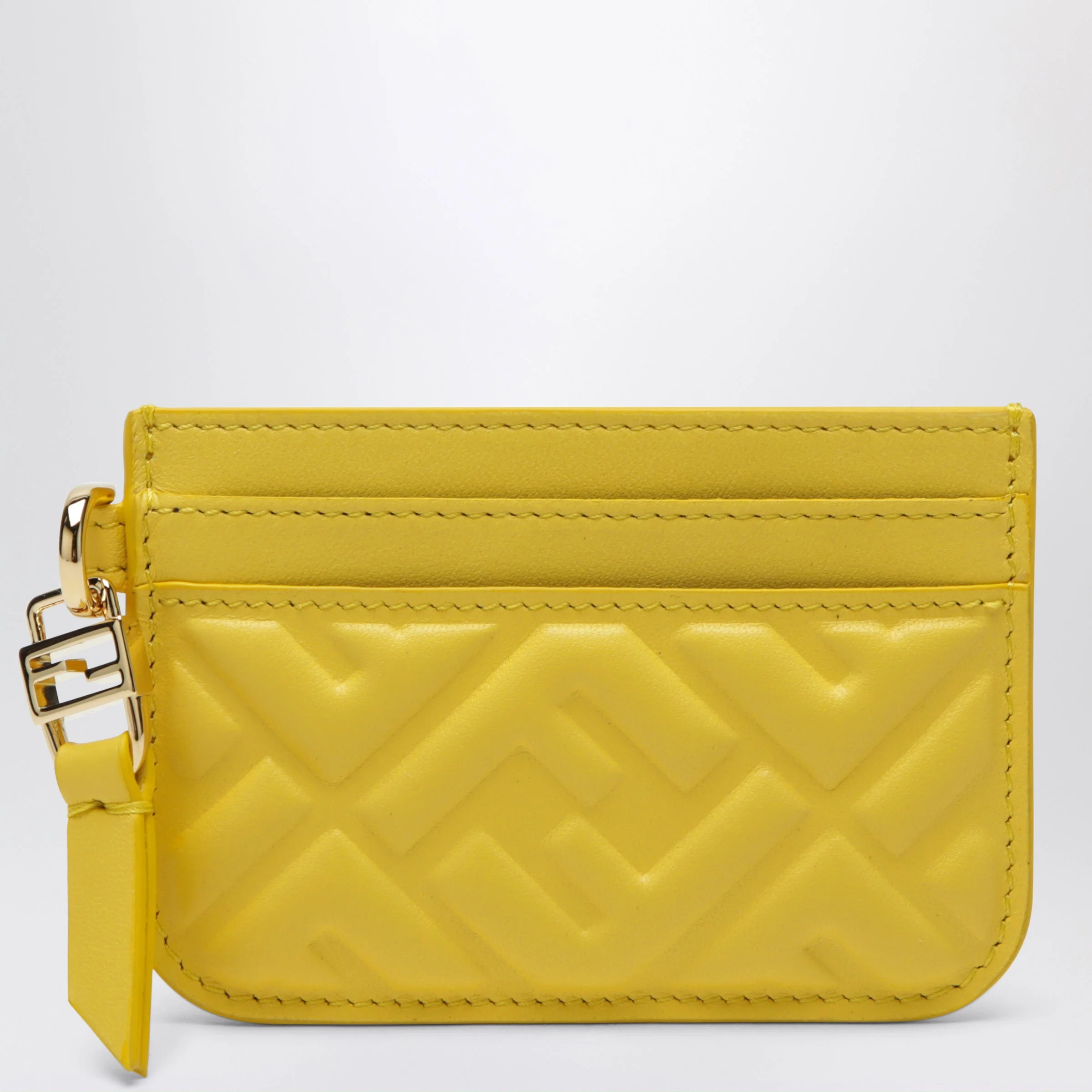 Fendi Yellow Nappa Leather Baguette Card Case With Ff Motif Women
