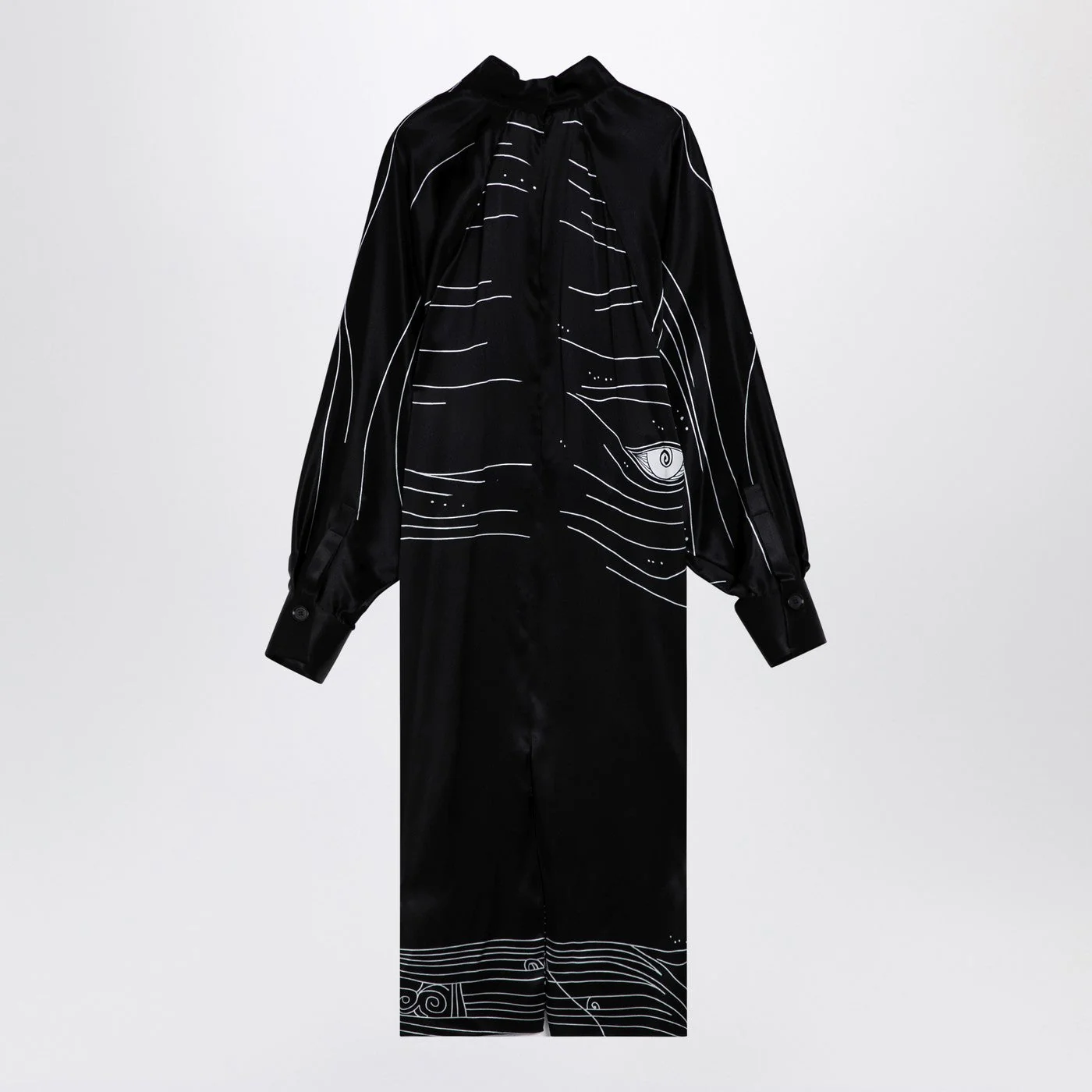Ferragamo Black Silk Satin Midi Dress Women - Image 2