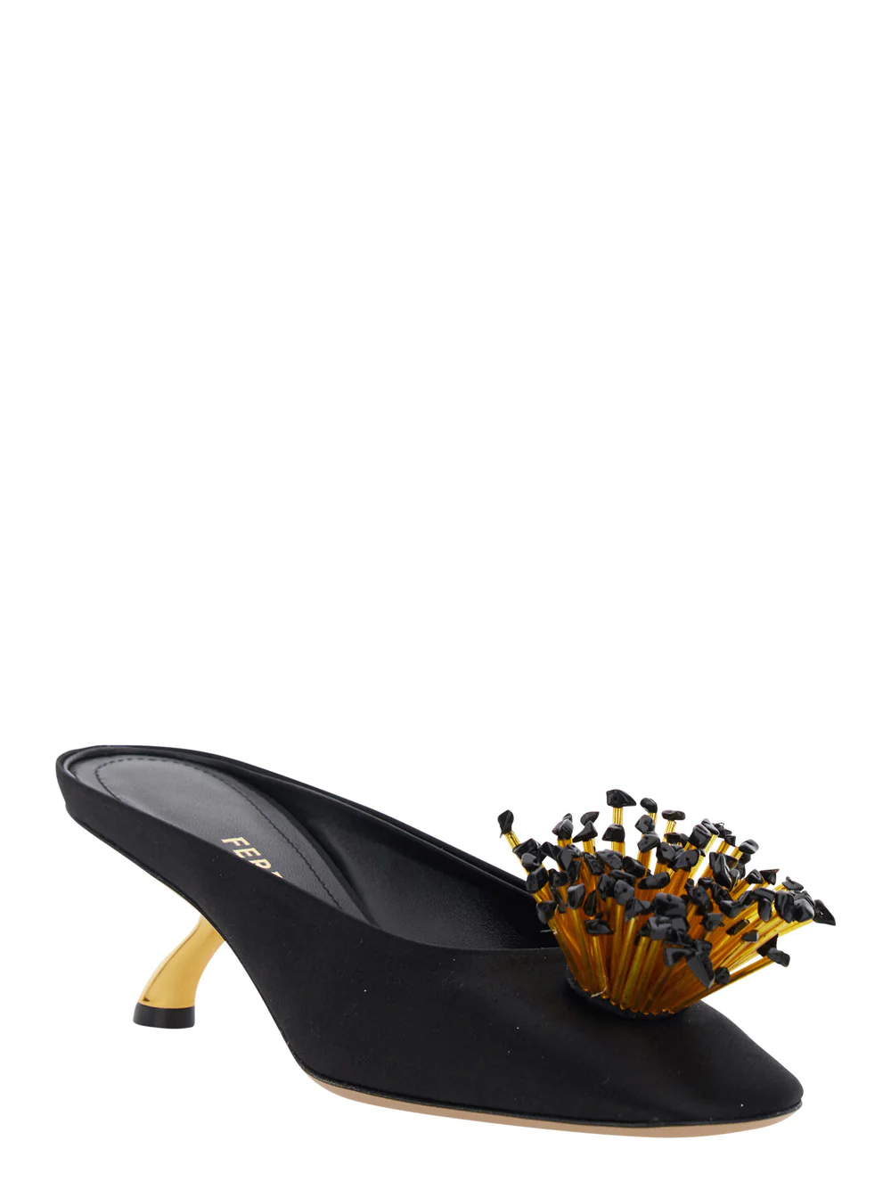 Ferragamo Women Black Sandals With Low Heel And Crystal Embellishment On The Front In Fabric Woman - Image 2