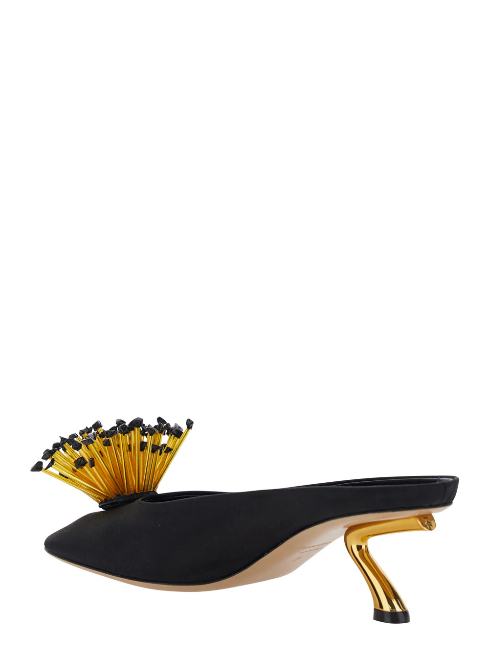 Ferragamo Women Black Sandals With Low Heel And Crystal Embellishment On The Front In Fabric Woman - Image 3