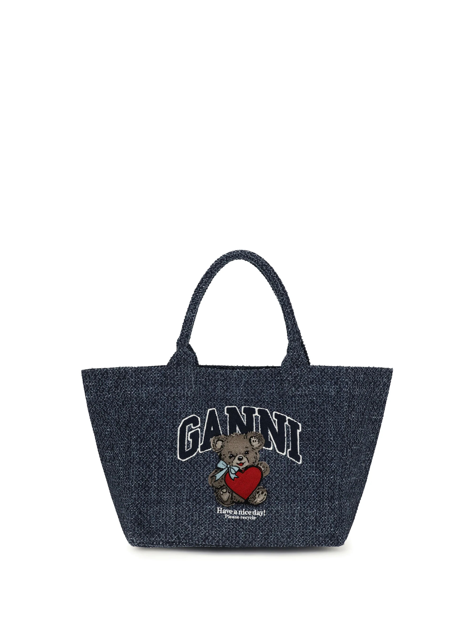 Ganni Women Medium Denim Tote Bag With Bear