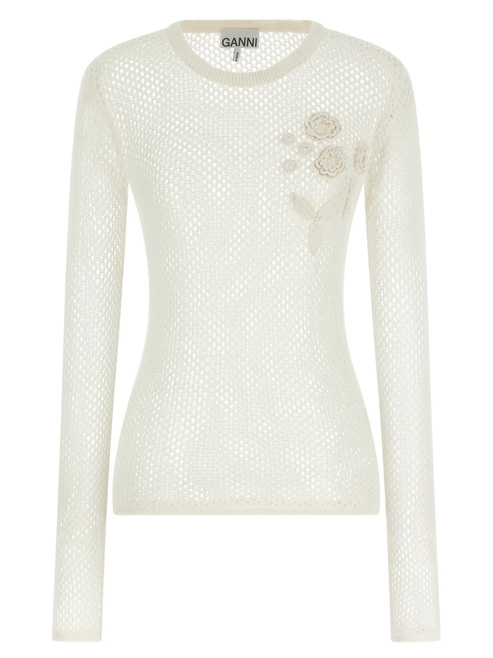 Ganni Women Pointelle Cotton Sweater
