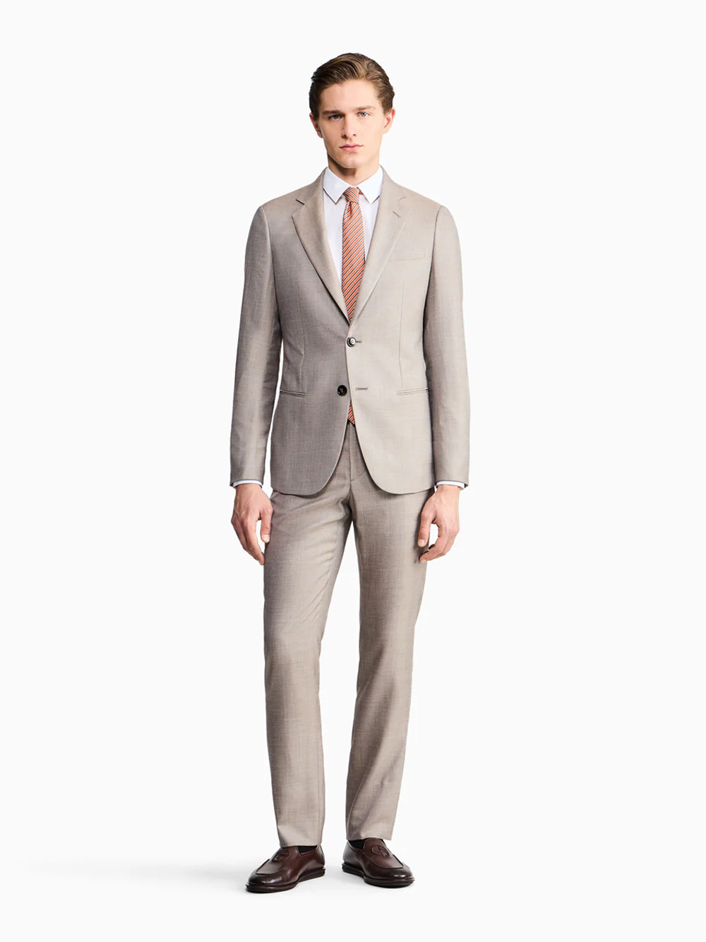 Giorgio Armani Men Soho Line Single-Breasted Suit In Wool, Silk And Linen Grisaille - Image 2
