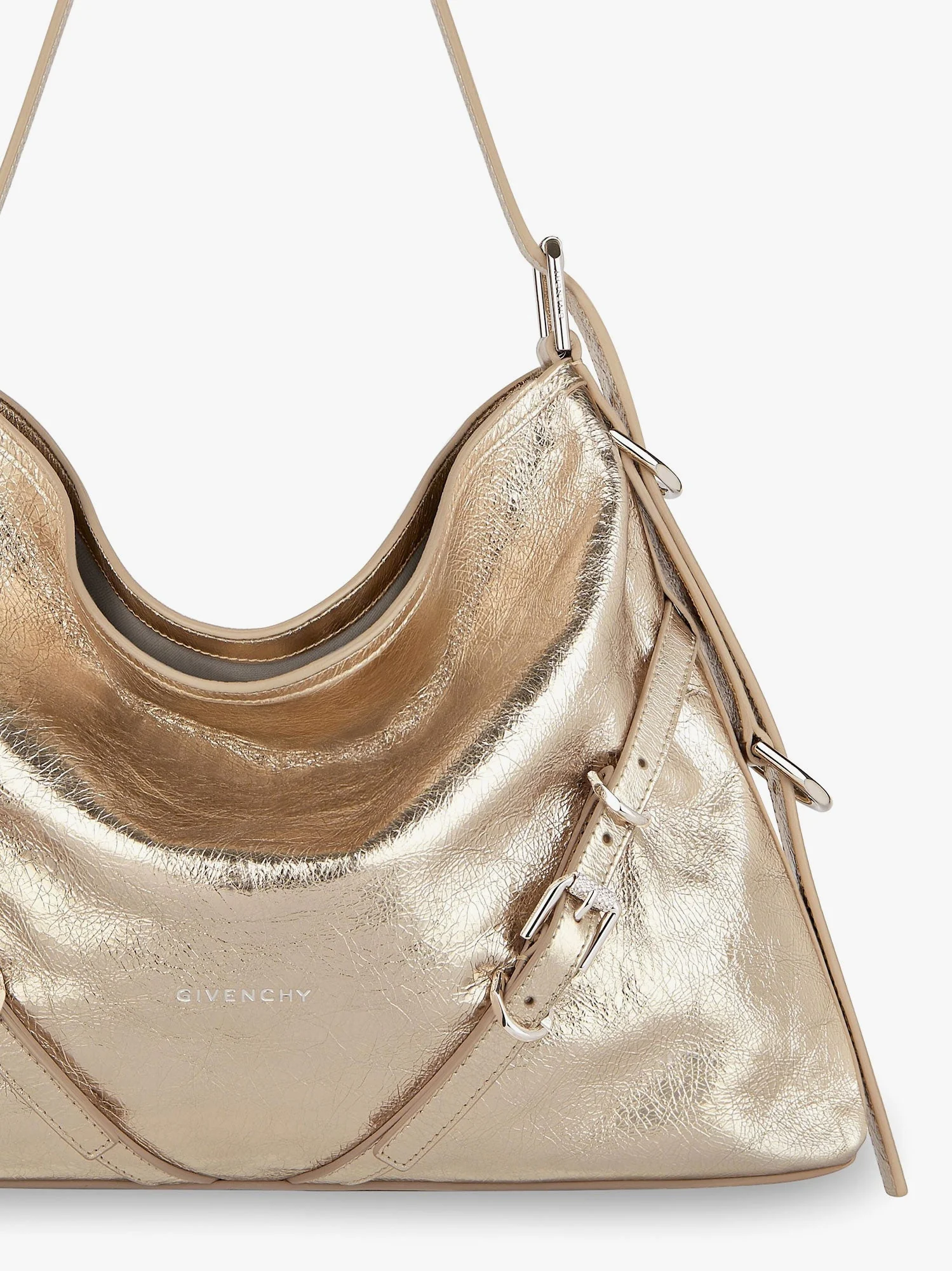 Givenchy Women Voyou Metallized Leather Shoulder Bag - Image 3