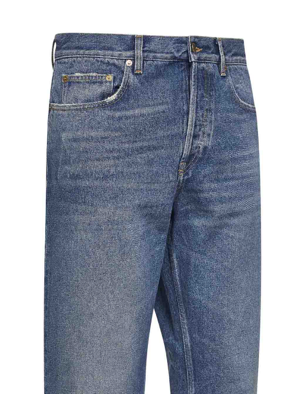 Golden Goose Men Blue Denim Medium-Wash Loose-Fit Jeans - Image 3