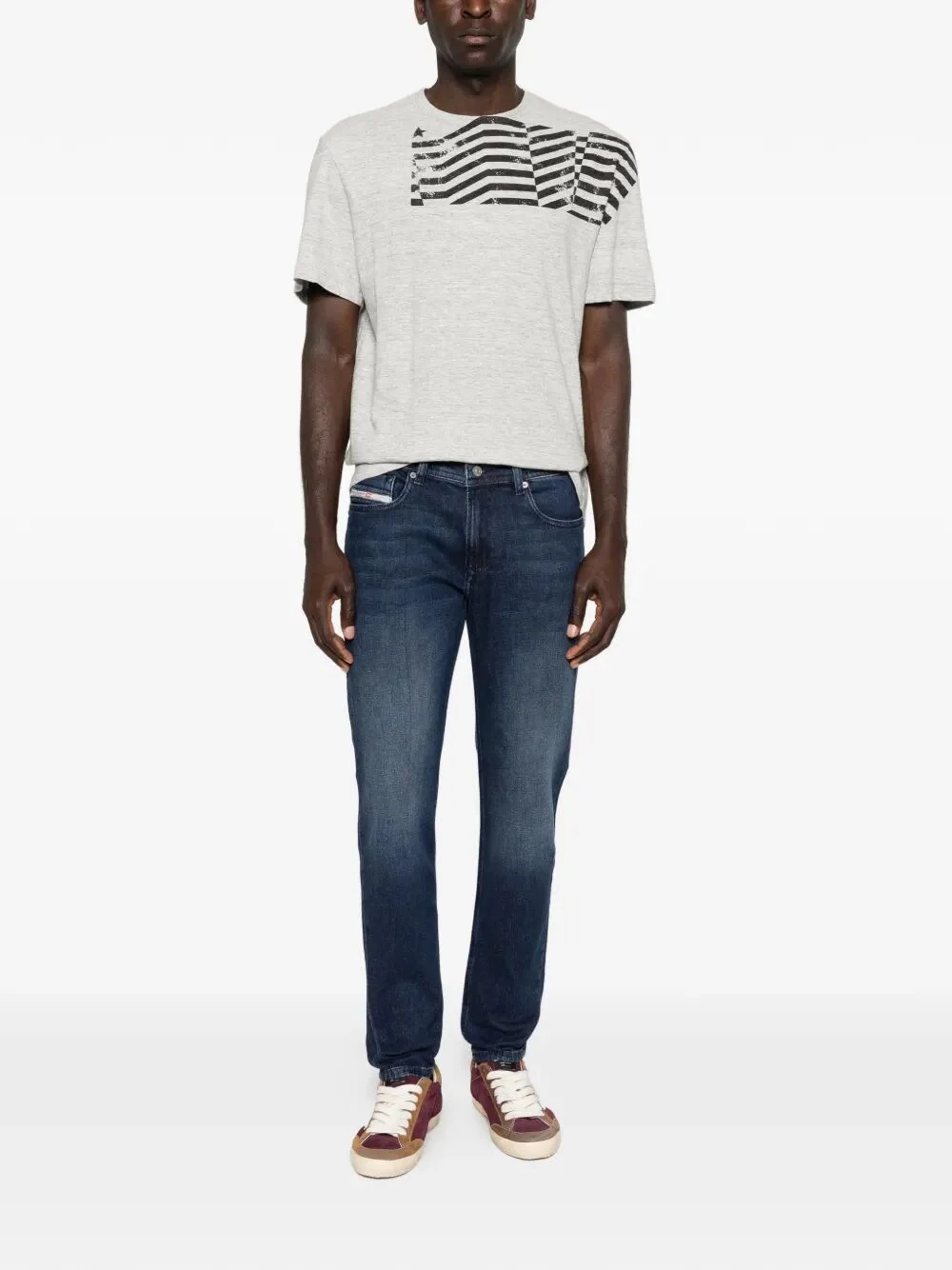Golden Goose Men `Journey` Regular T-Shirt With Flag Print - Image 2