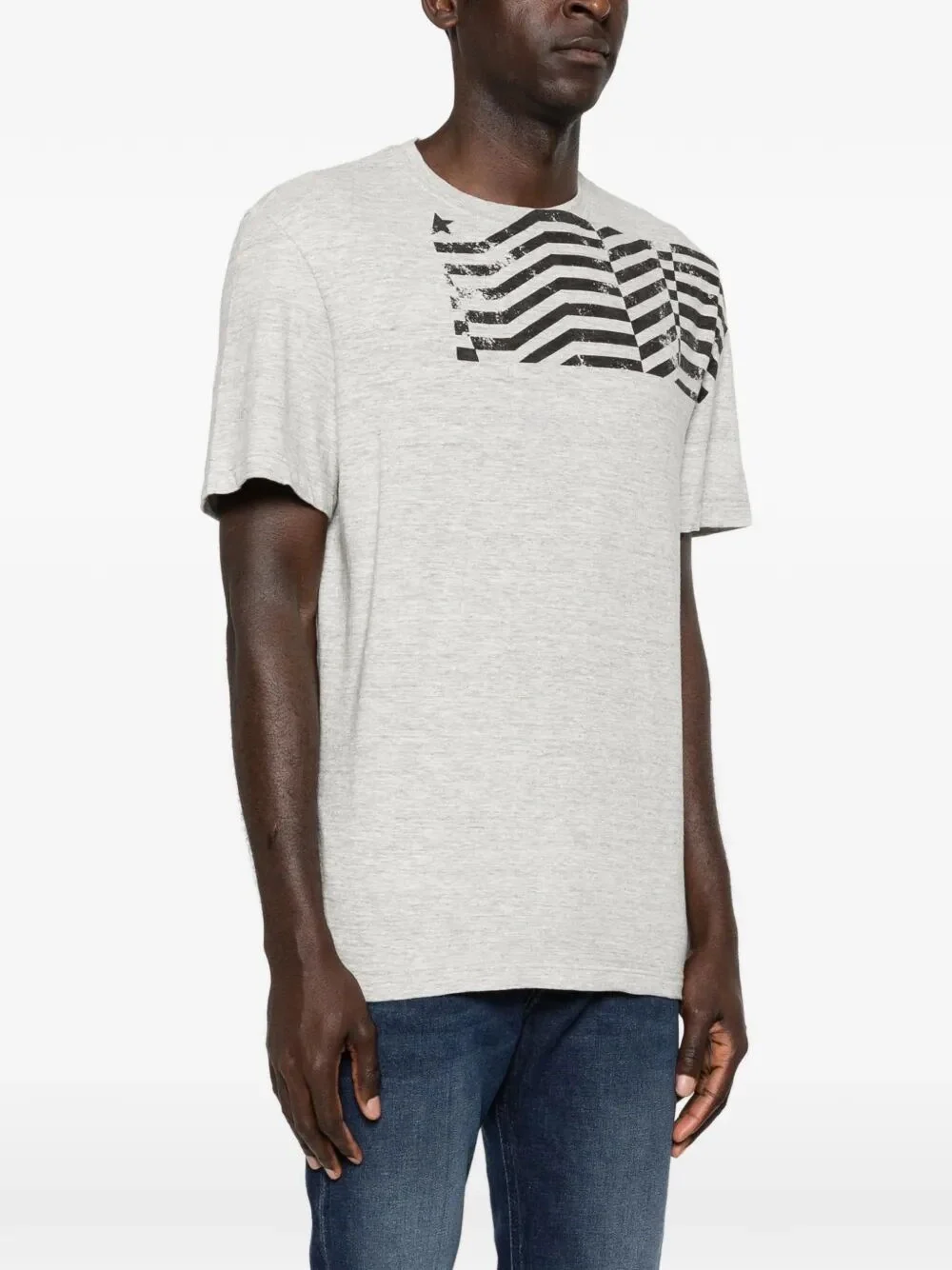 Golden Goose Men `Journey` Regular T-Shirt With Flag Print - Image 3