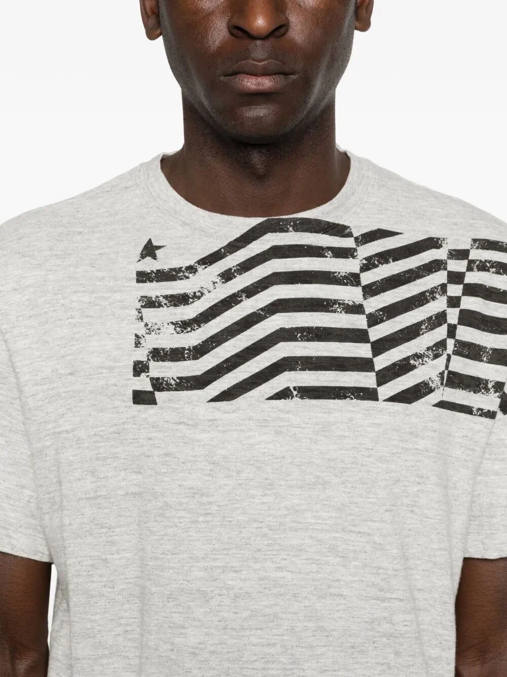 Golden Goose Men `Journey` Regular T-Shirt With Flag Print - Image 4