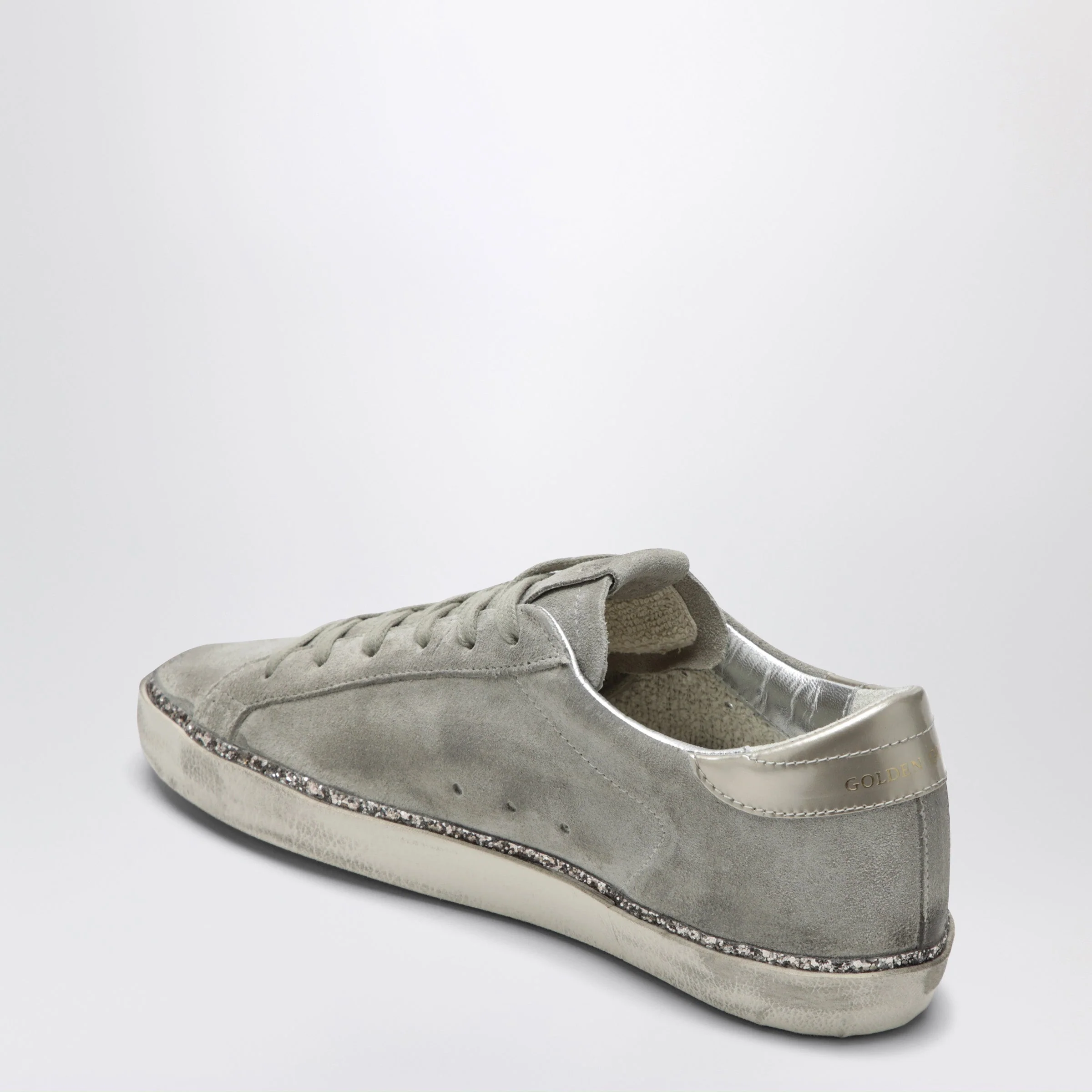 Golden Goose Super-Star Taupe Grey/Glitter Suede Sneakers Women - Image 2