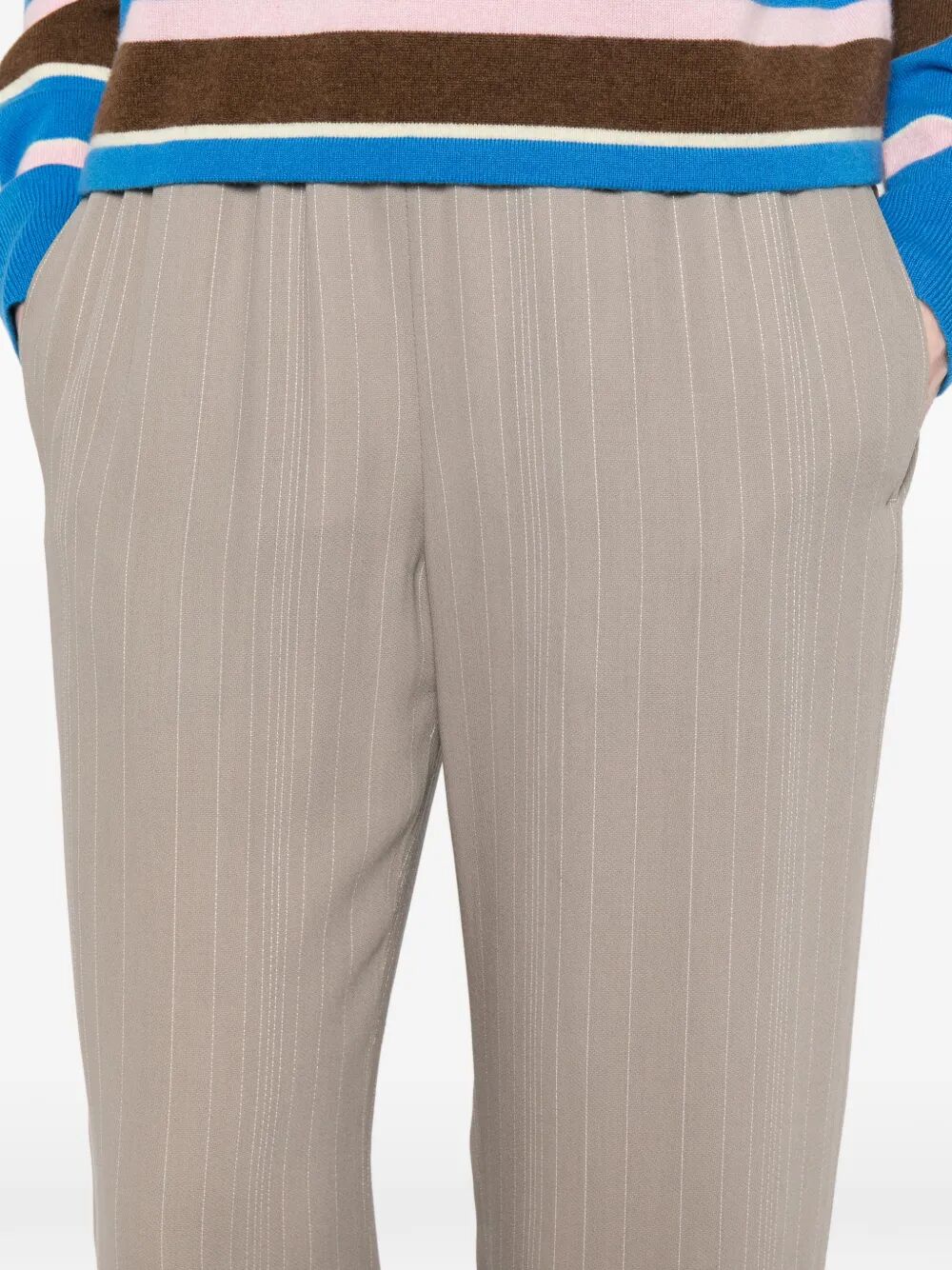 Golden Goose Women Pinstripe Motif And Elasticated Waist Wool Blend Pants - Image 5