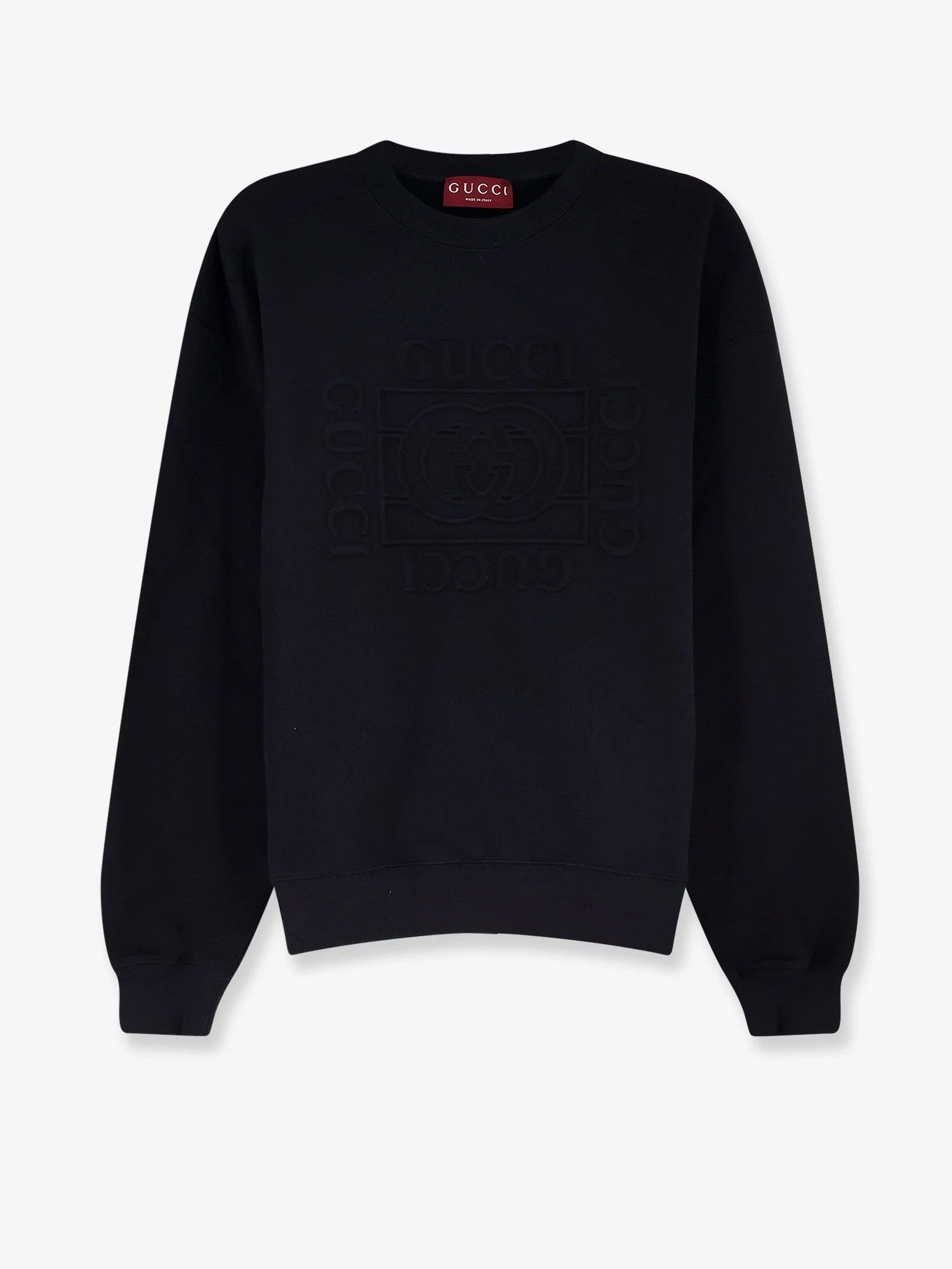 Gucci Men Cotton Sweatshirt With Frontal Embossed Logo