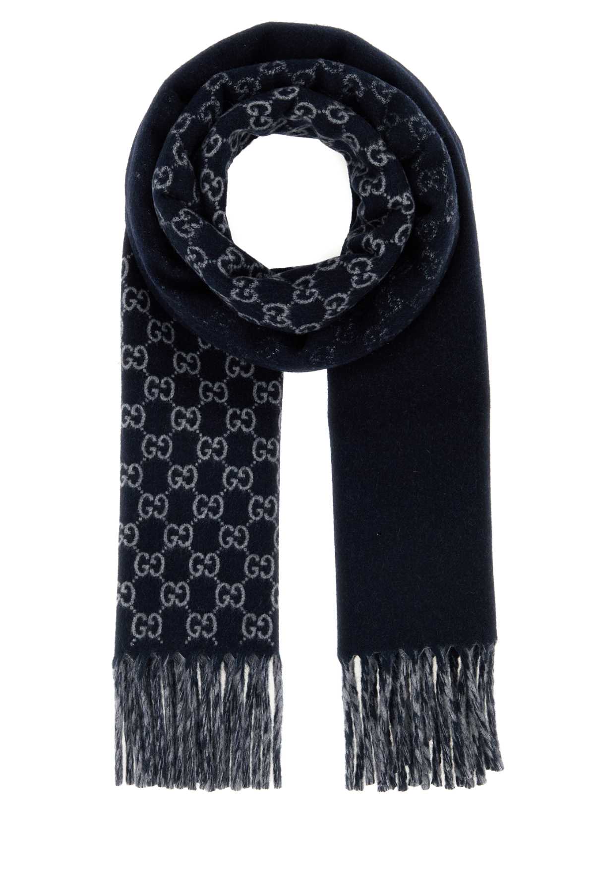 Gucci Men Embroidered Wool Blend Scarf
