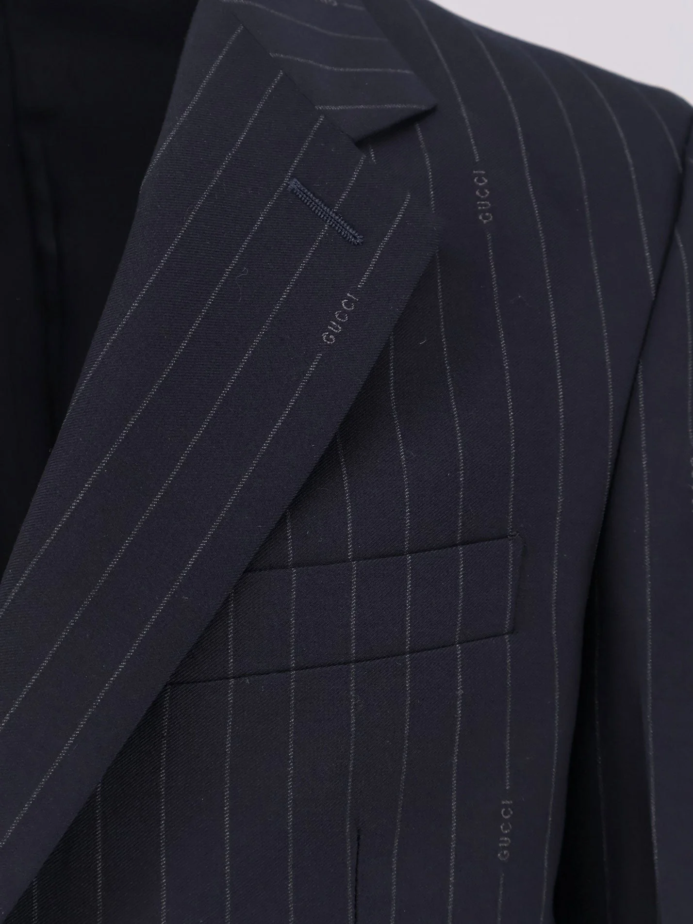 Gucci Men Gucci Pinstripe Wool Single-Breasted Blazer - Image 5