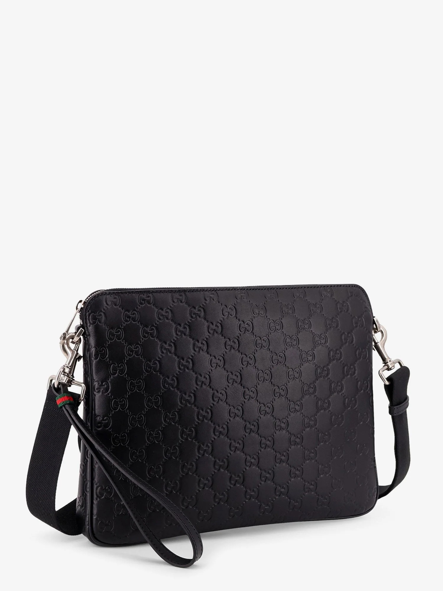 Gucci Men Leather Gg Emblem Crossbody Bag With Embossed Gg Motif - Image 4