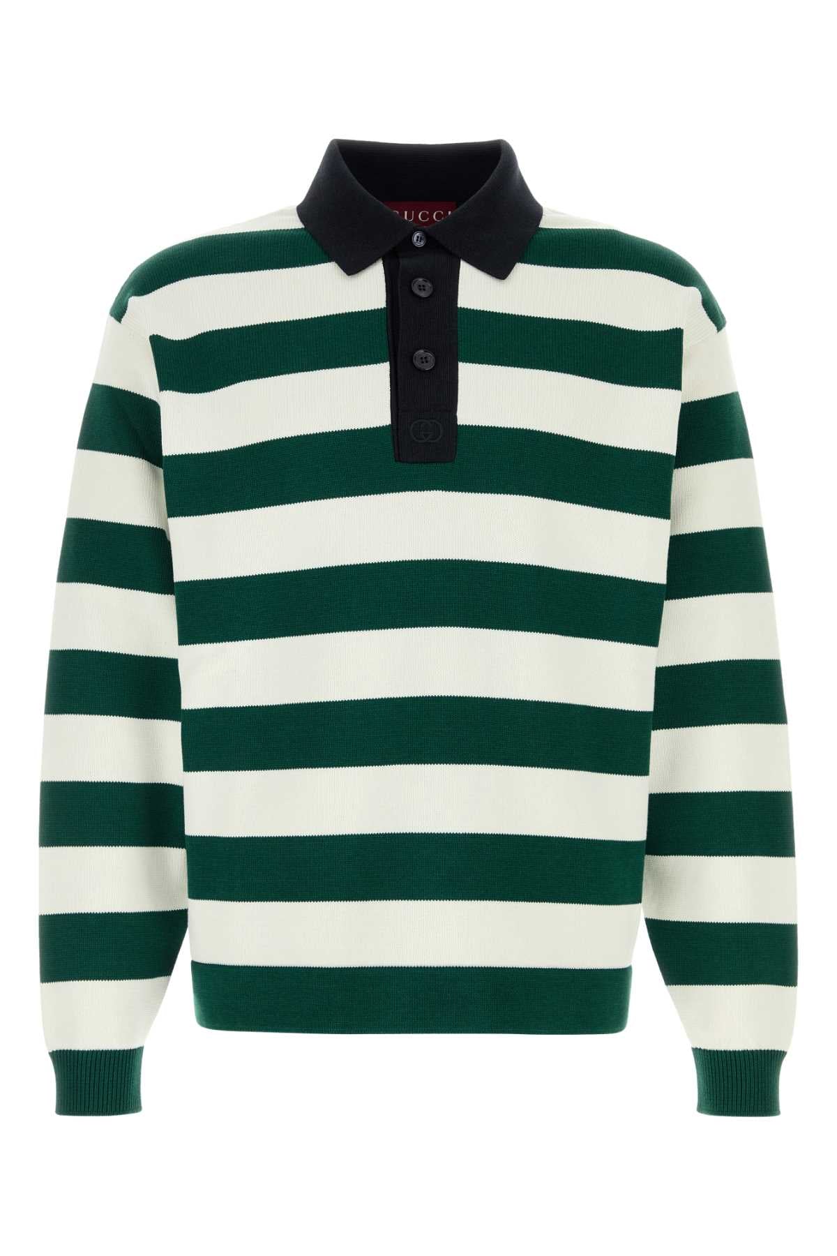 Gucci Men Embroidered Silk Blend Polo Shirt