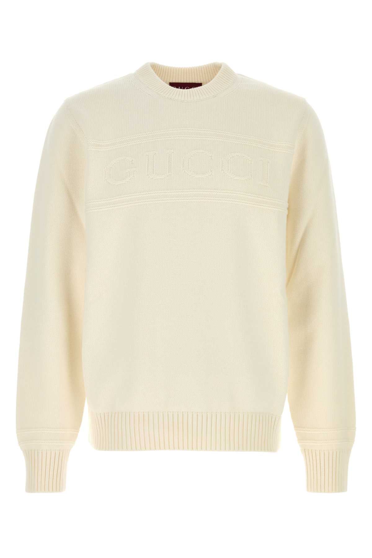 Gucci Men Ivory Cotton Blend Sweater