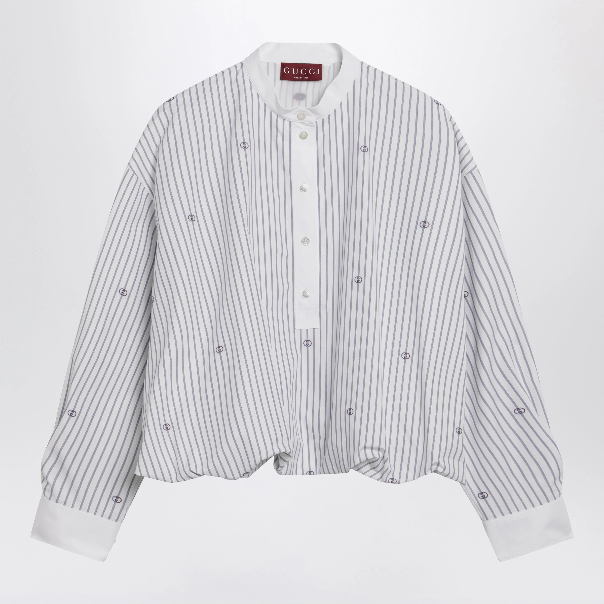 Gucci Purple Striped Cotton Blouse With Gg Embroidery Women