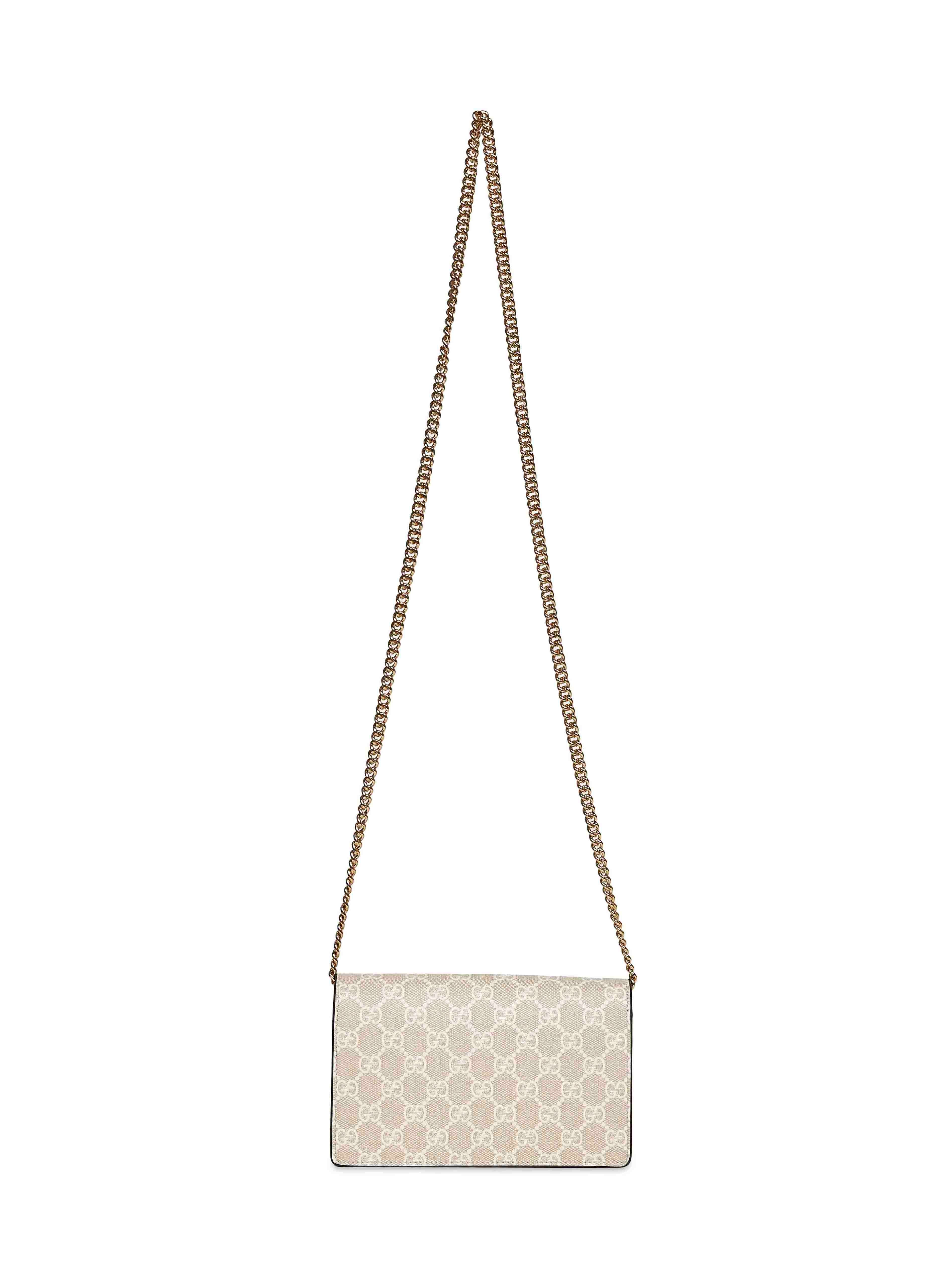 Gucci Women Beige And White Gg Marmont Wallet On Chain - Image 3