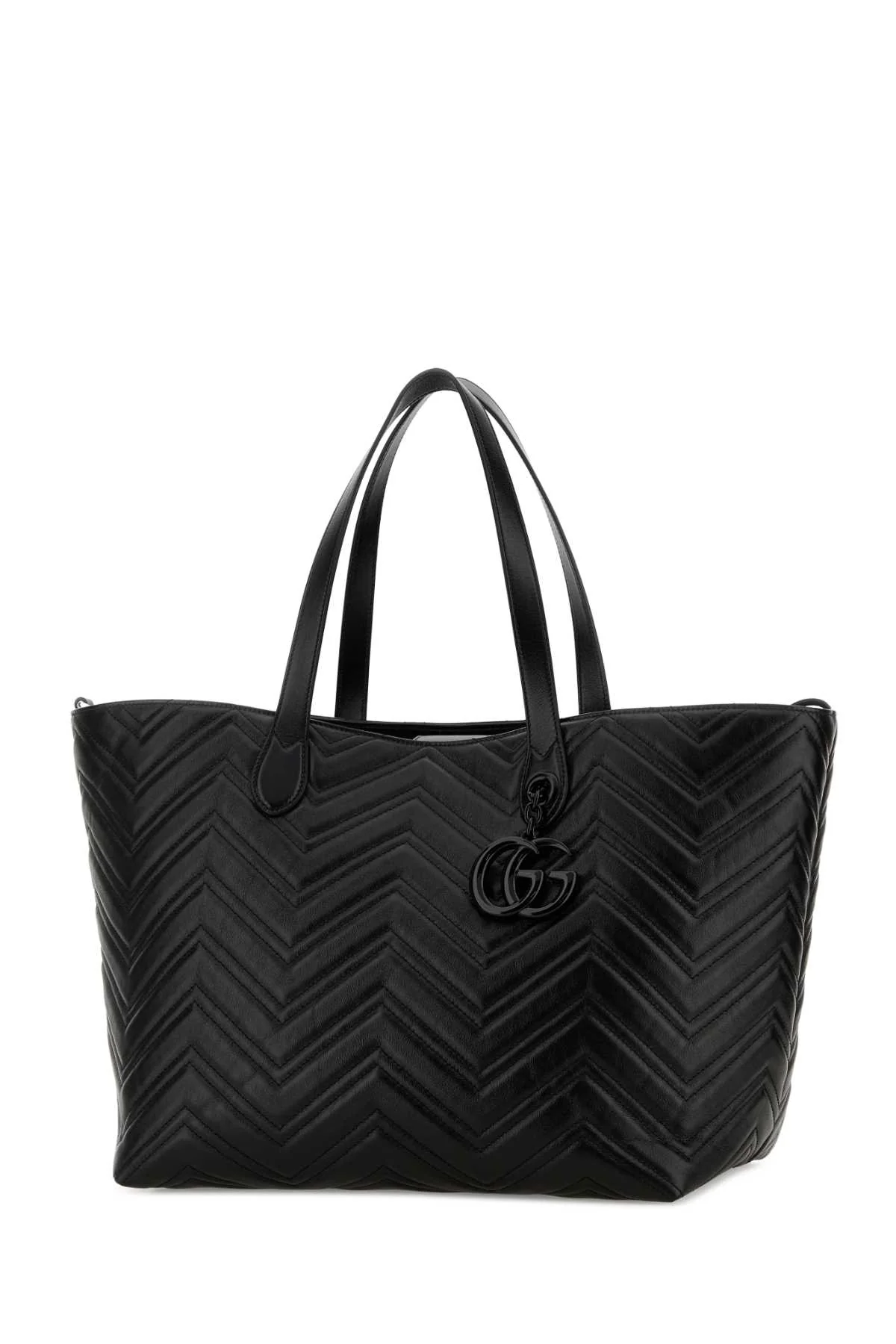 Gucci Women Black Leather Large Gg Marmont Shopping Bag - Image 2