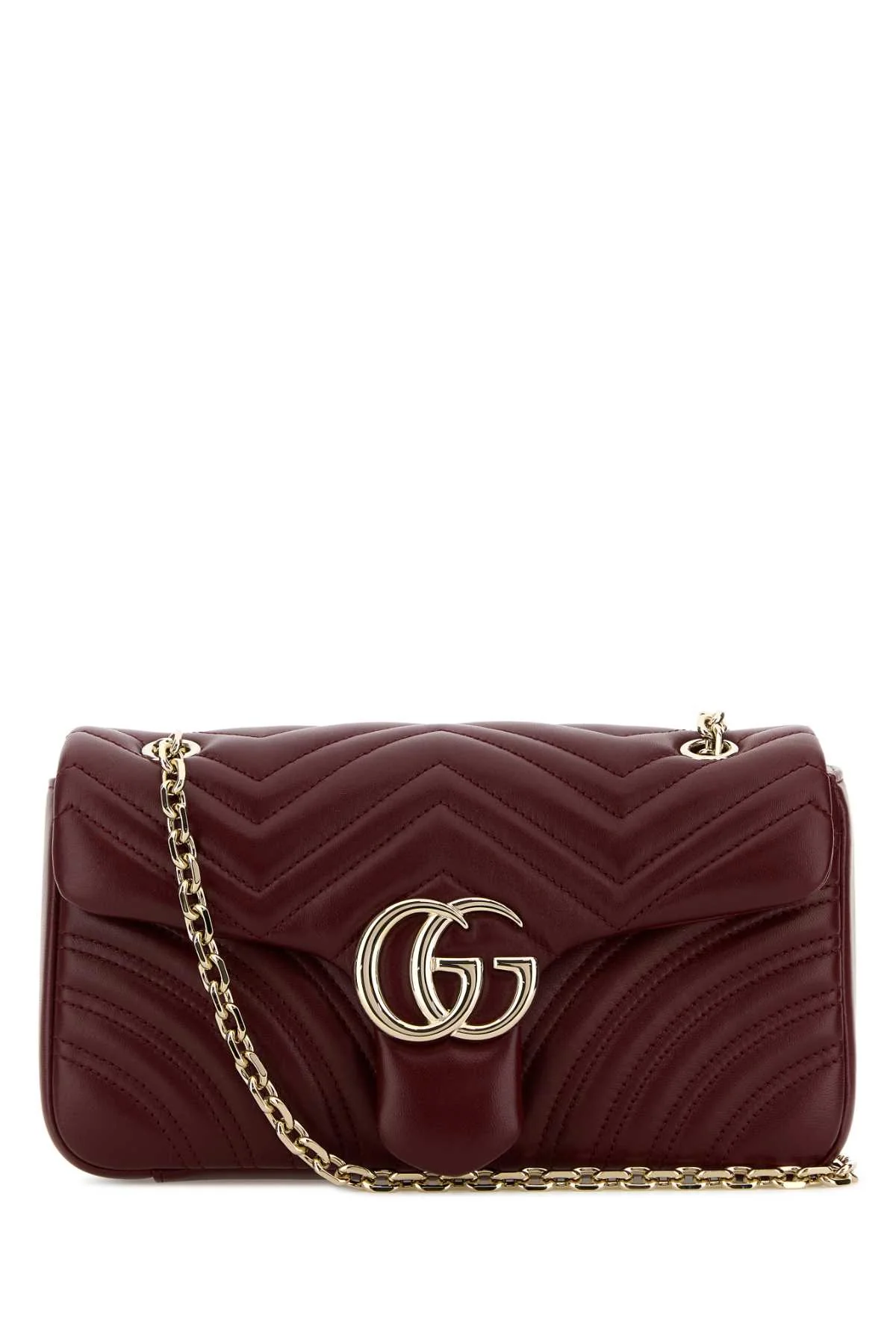 Gucci Women Burgundy Nappa Leather Medium Gg Marmont Shoulder Bag